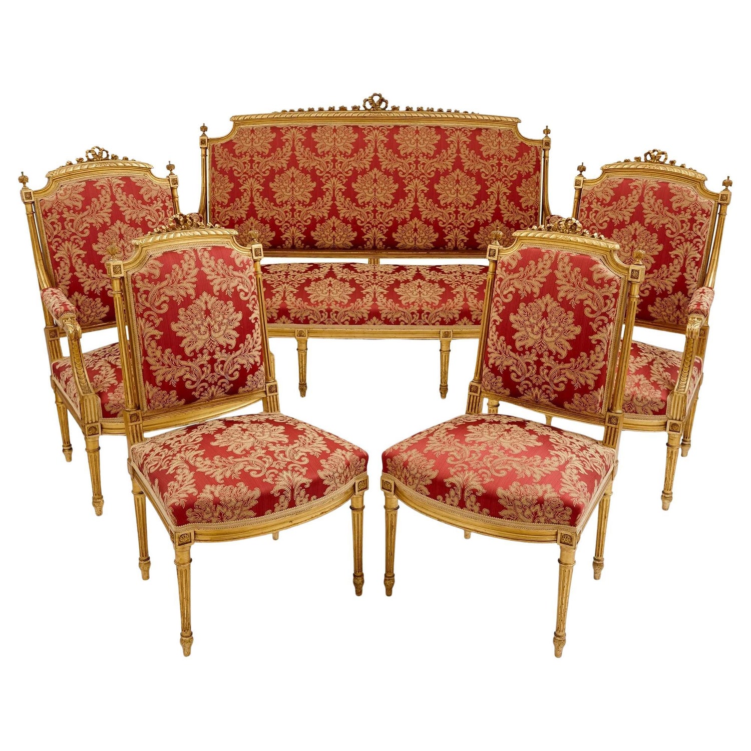 French Louis XV-Style Chair, Parcel-Gilt and Cream Paint, Fortuny Fabric at  1stDibs
