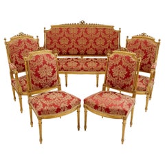 A French Louis XVI Style Giltwood Salon Suite