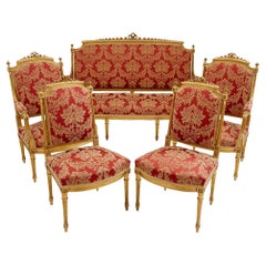 Suite de salon française de style Louis XVI en bois doré