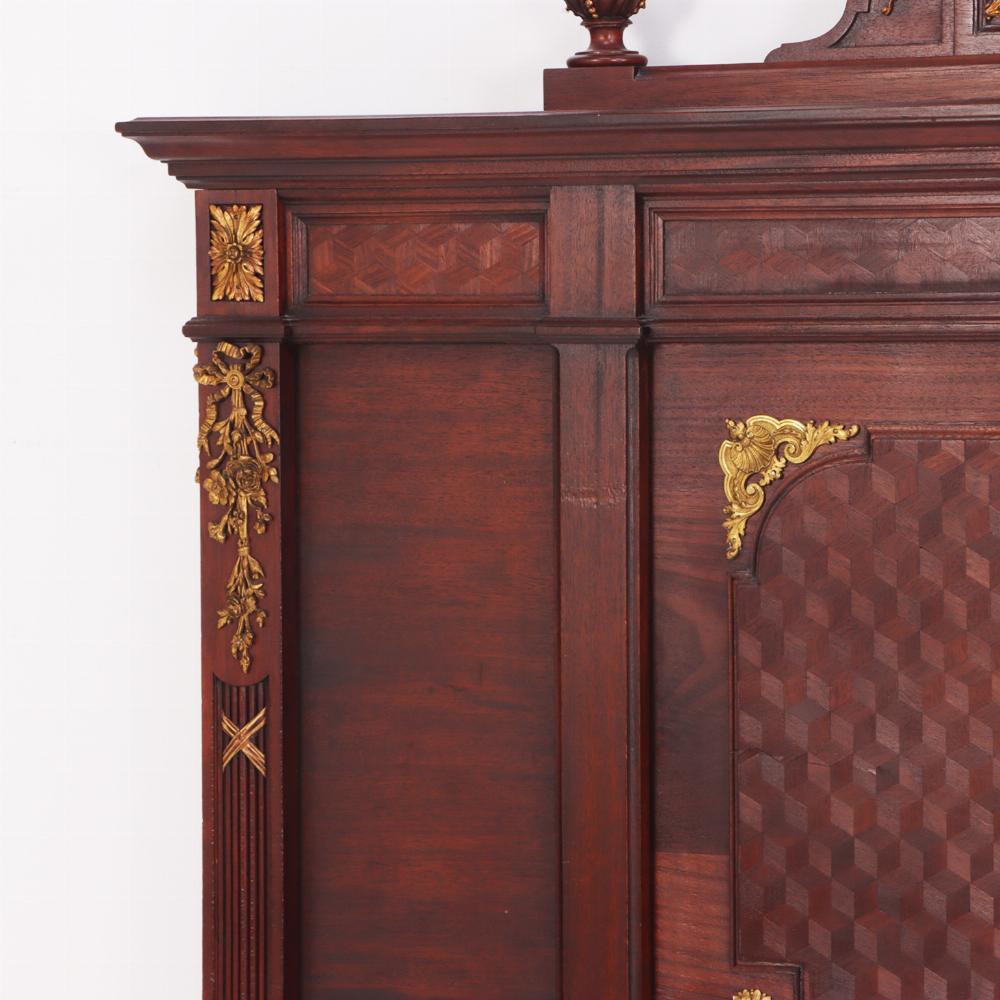 A French Louis XVI style king size headboard and footboard, C. 1900. In Good Condition In Philadelphia, PA