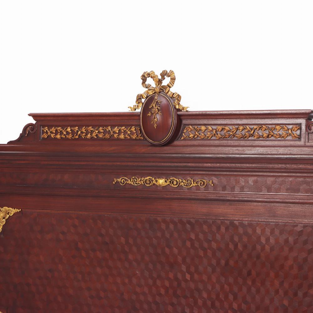 A French Louis XVI style king size headboard and footboard, C. 1900. 2