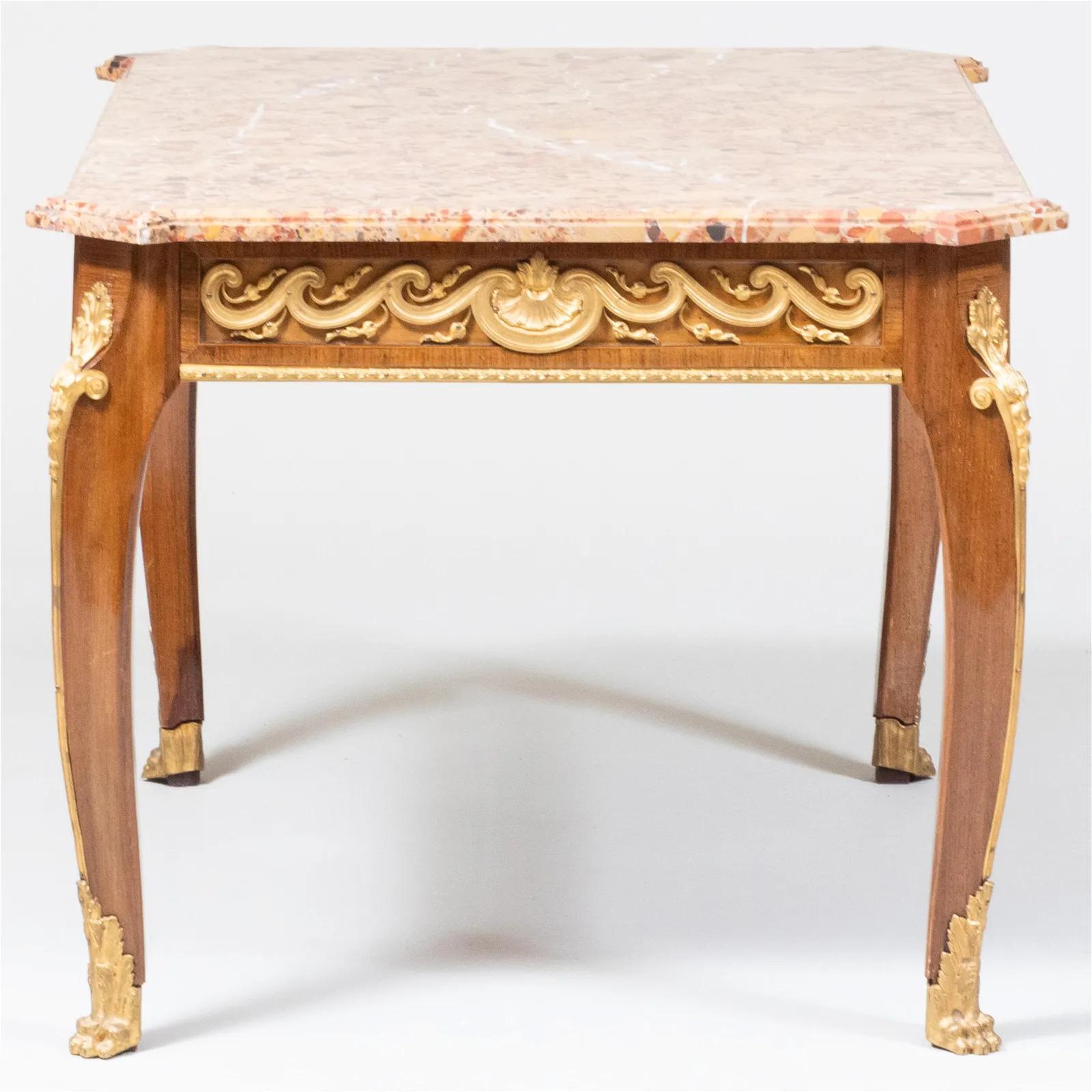 Napoleon III French Louis XVI Style Ormolu-Mounted Mahogany Coffee Table, C. 1880 For Sale