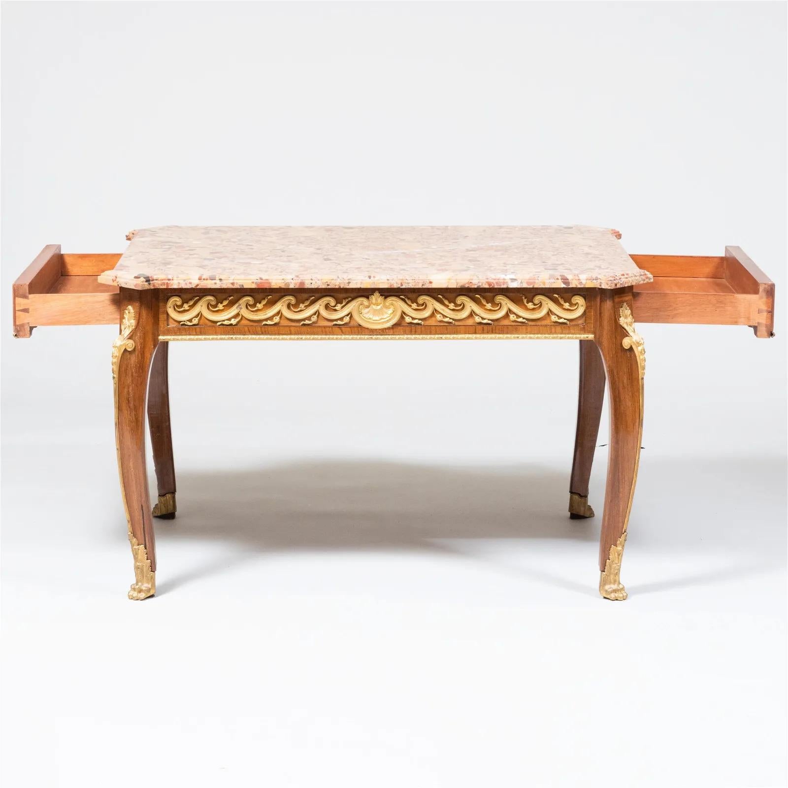 French Louis XVI Style Ormolu-Mounted Mahogany Coffee Table, C. 1880 In Good Condition For Sale In New York, NY