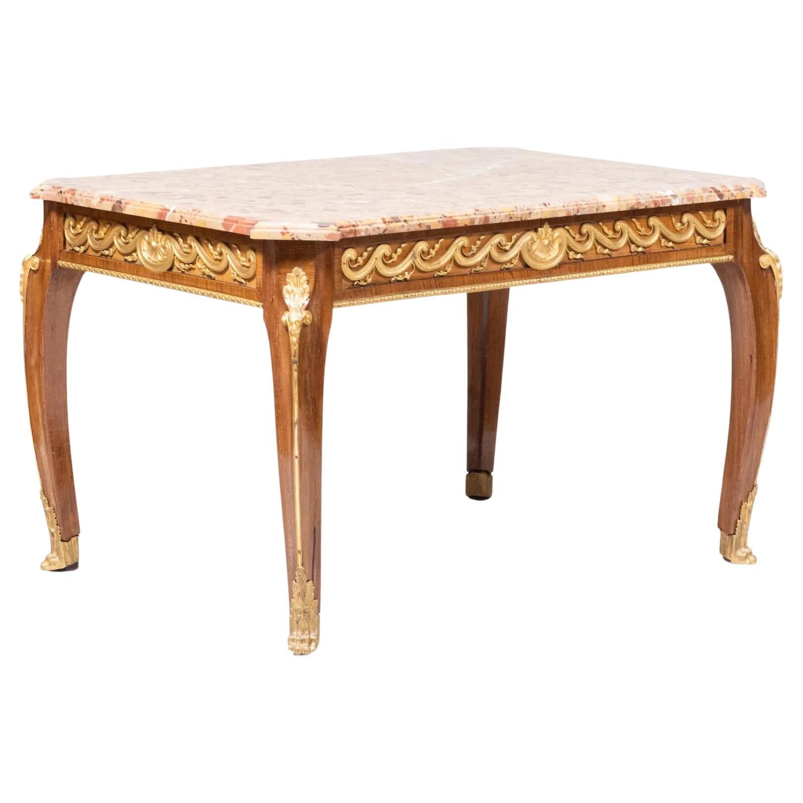 French Louis XVI Style Ormolu-Mounted Mahogany Coffee Table, C. 1880 For Sale
