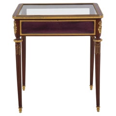 Antique French Louis XVI Style Ormolu-Mounted Mahogany Vitrine Table, C. 1880