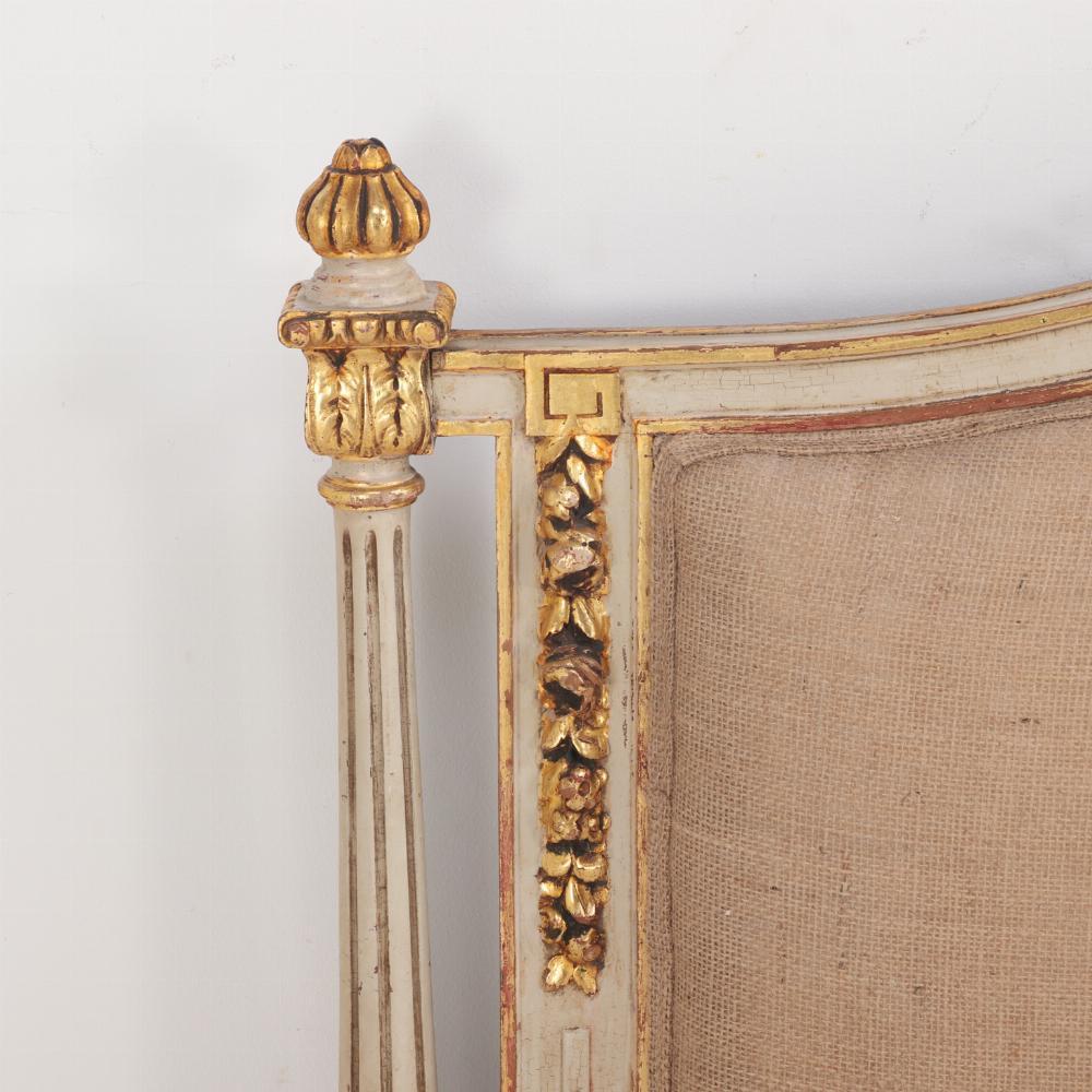 Gilt A French Louis XVI style Painted & Gilded Queen Size Bed, C. 1910.