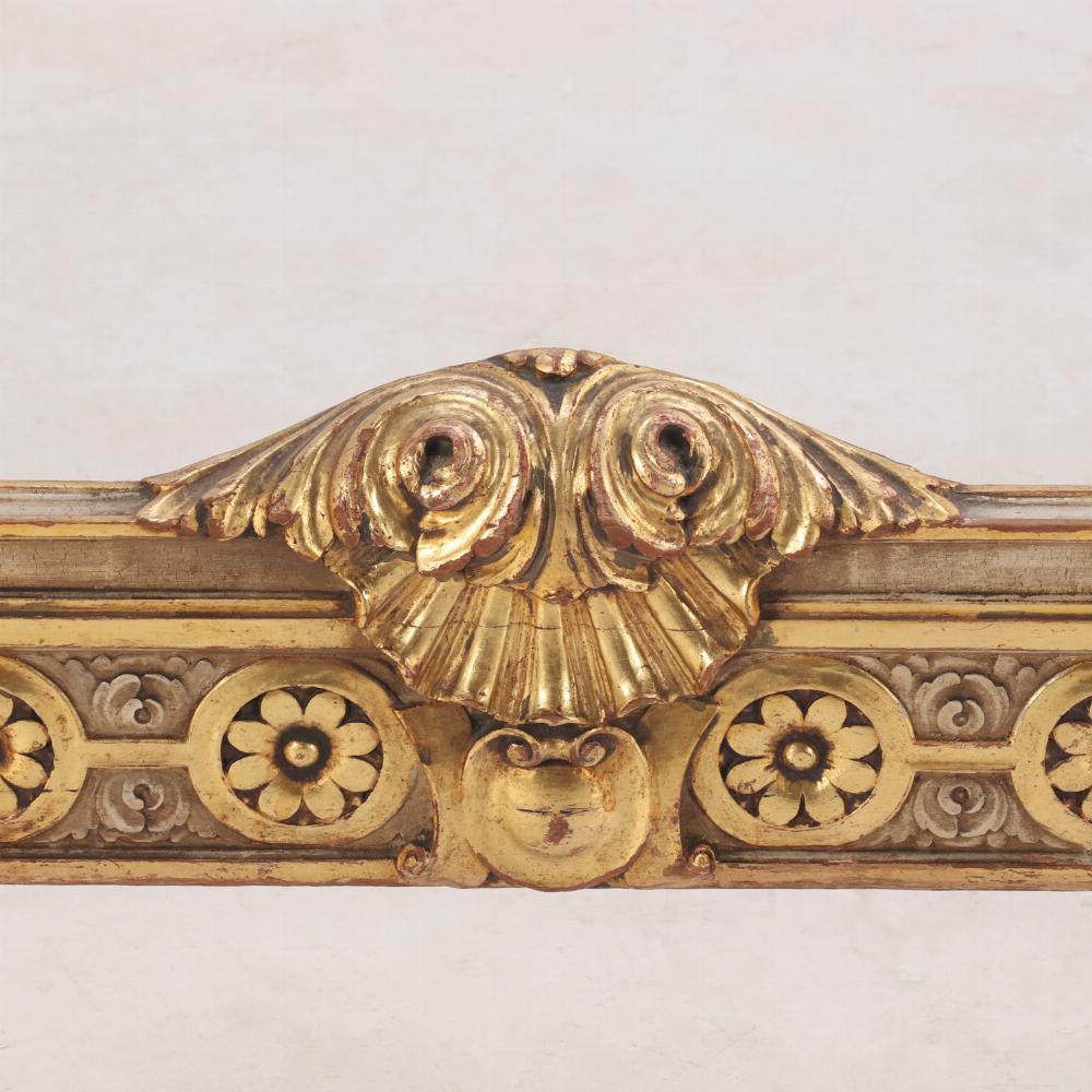 20th Century A French Louis XVI style Painted & Gilded Queen Size Bed, C. 1910.