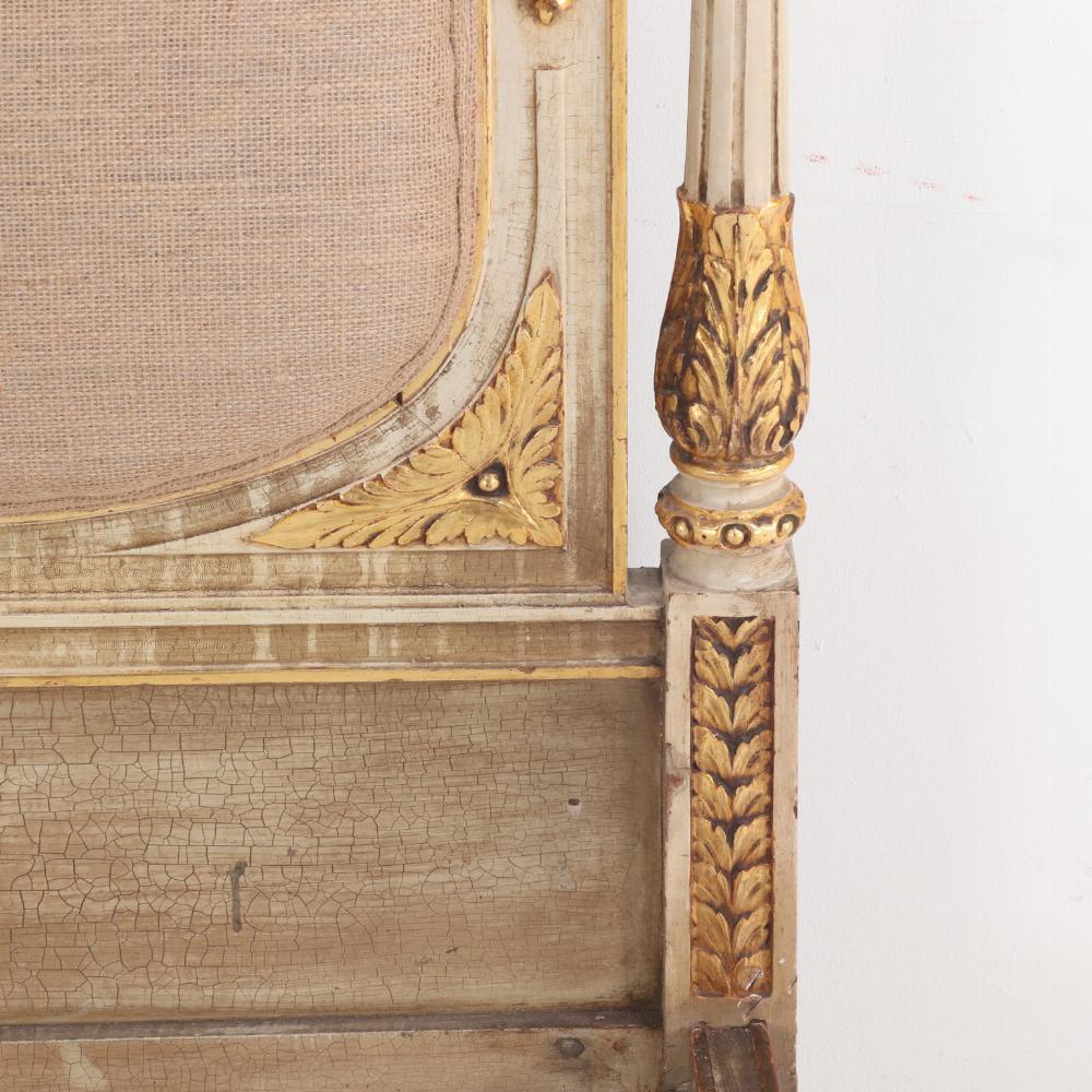 A French Louis XVI style Painted & Gilded Queen Size Bed, C. 1910. 2