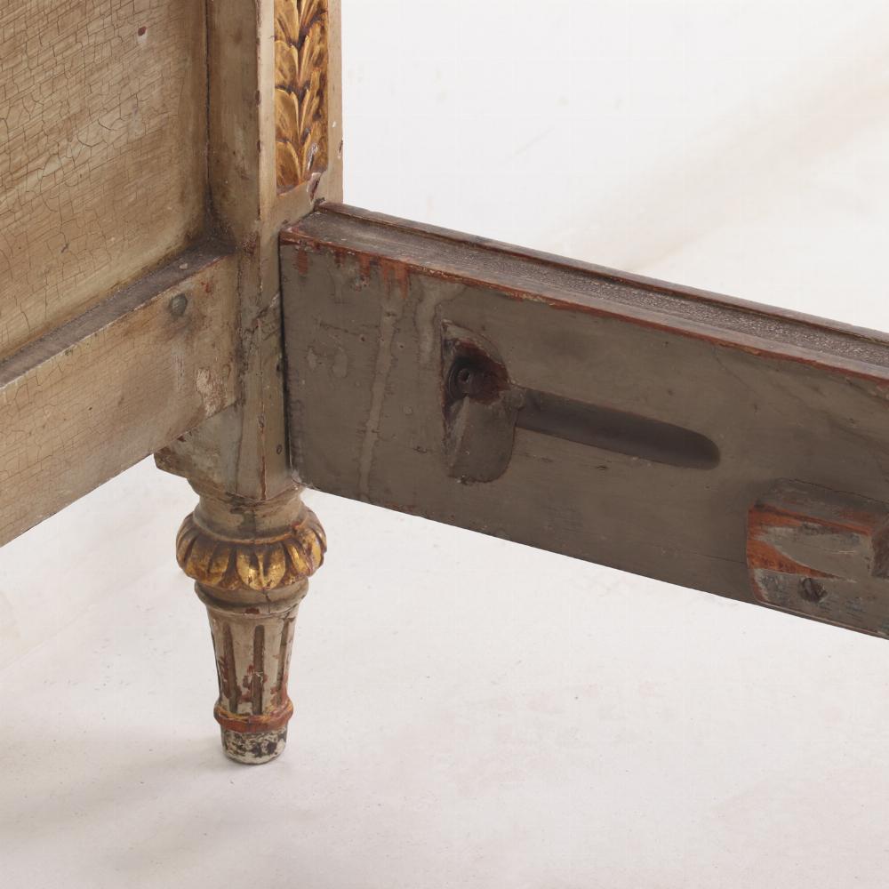 A French Louis XVI style Painted & Gilded Queen Size Bed, C. 1910. 3