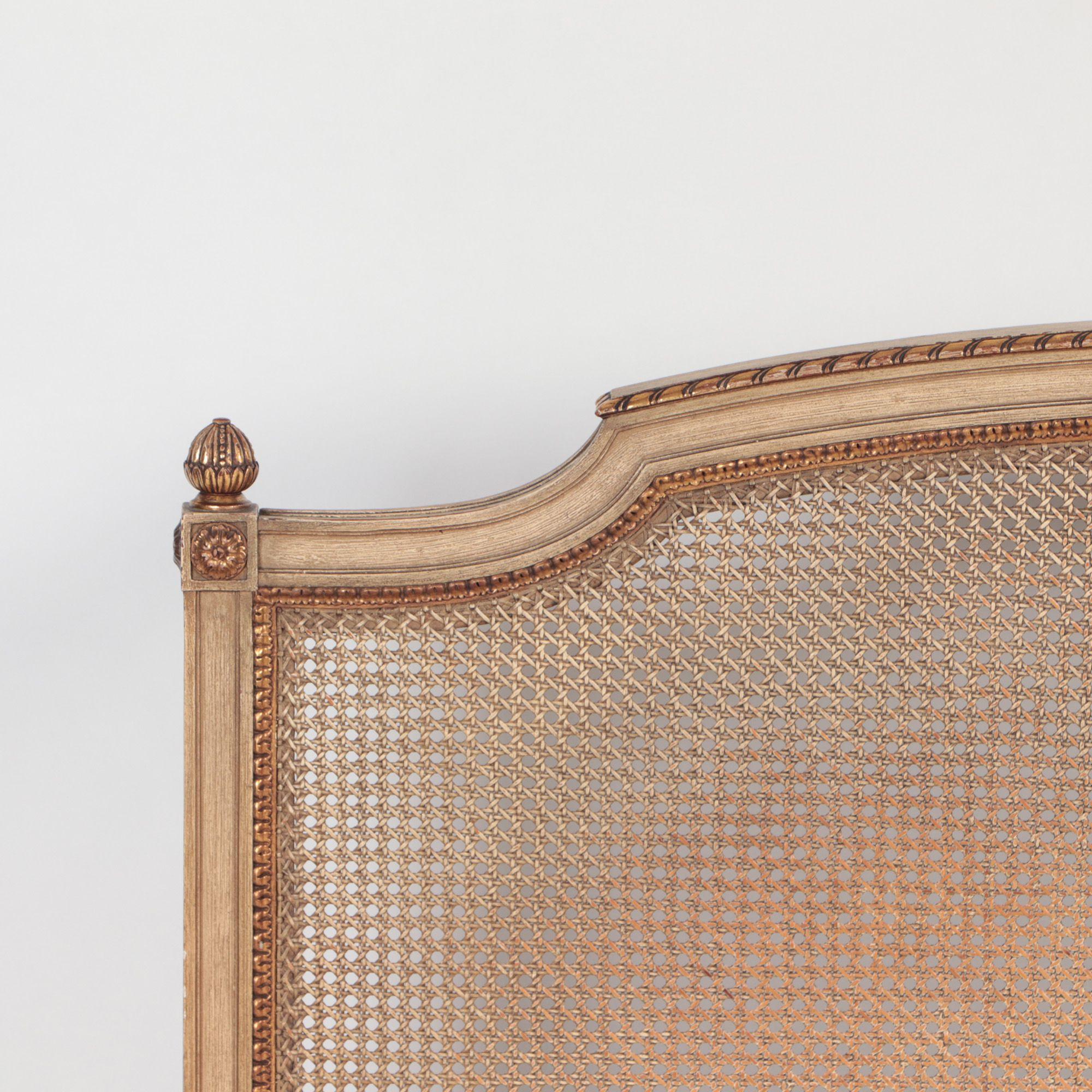 A French Louis XVI style Queen size bed with cane headboard and footboard, circa 1950.
Interior dimensions :63.75