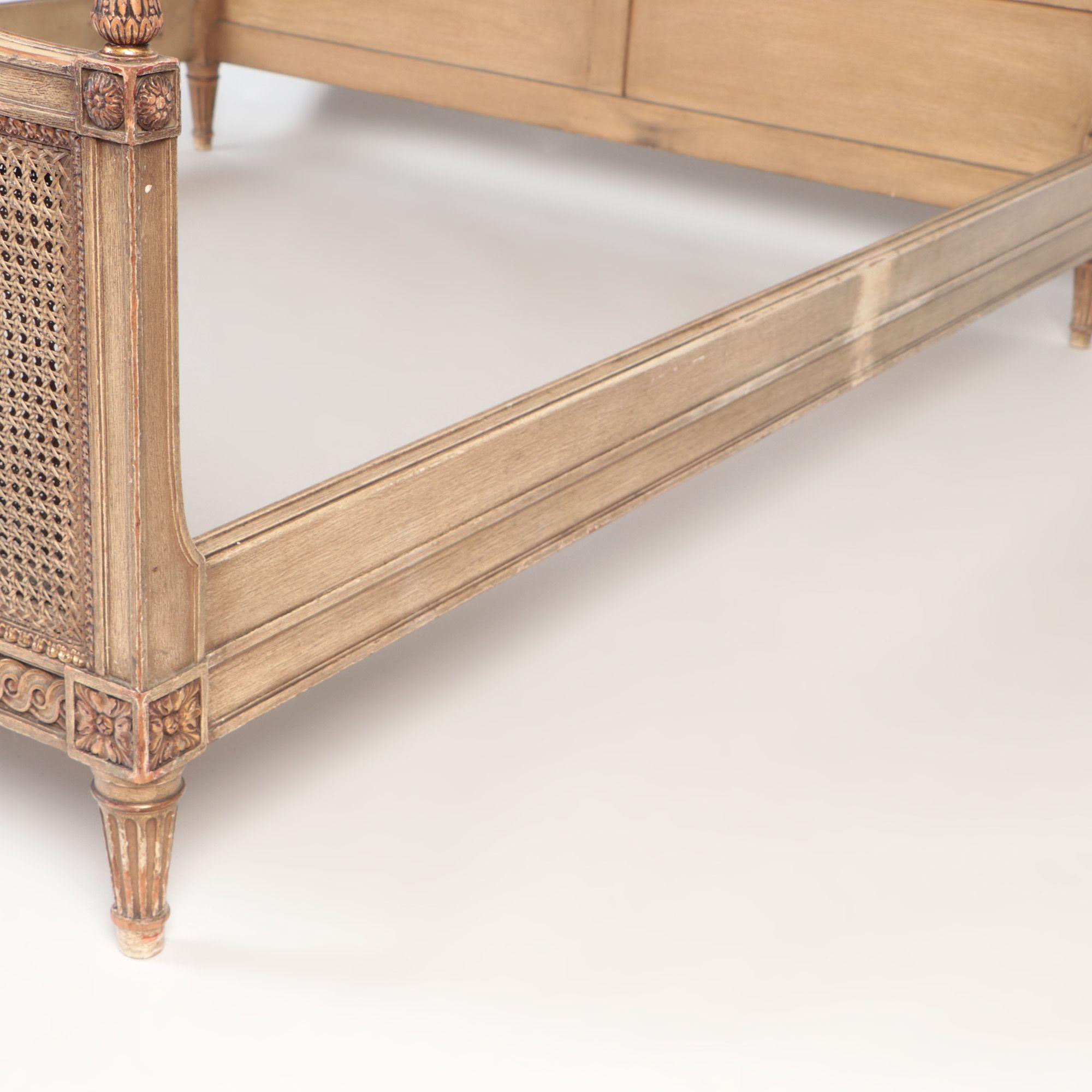 Mid-20th Century French Louis XVI Style Queen Size Bed with Cane, circa 1950