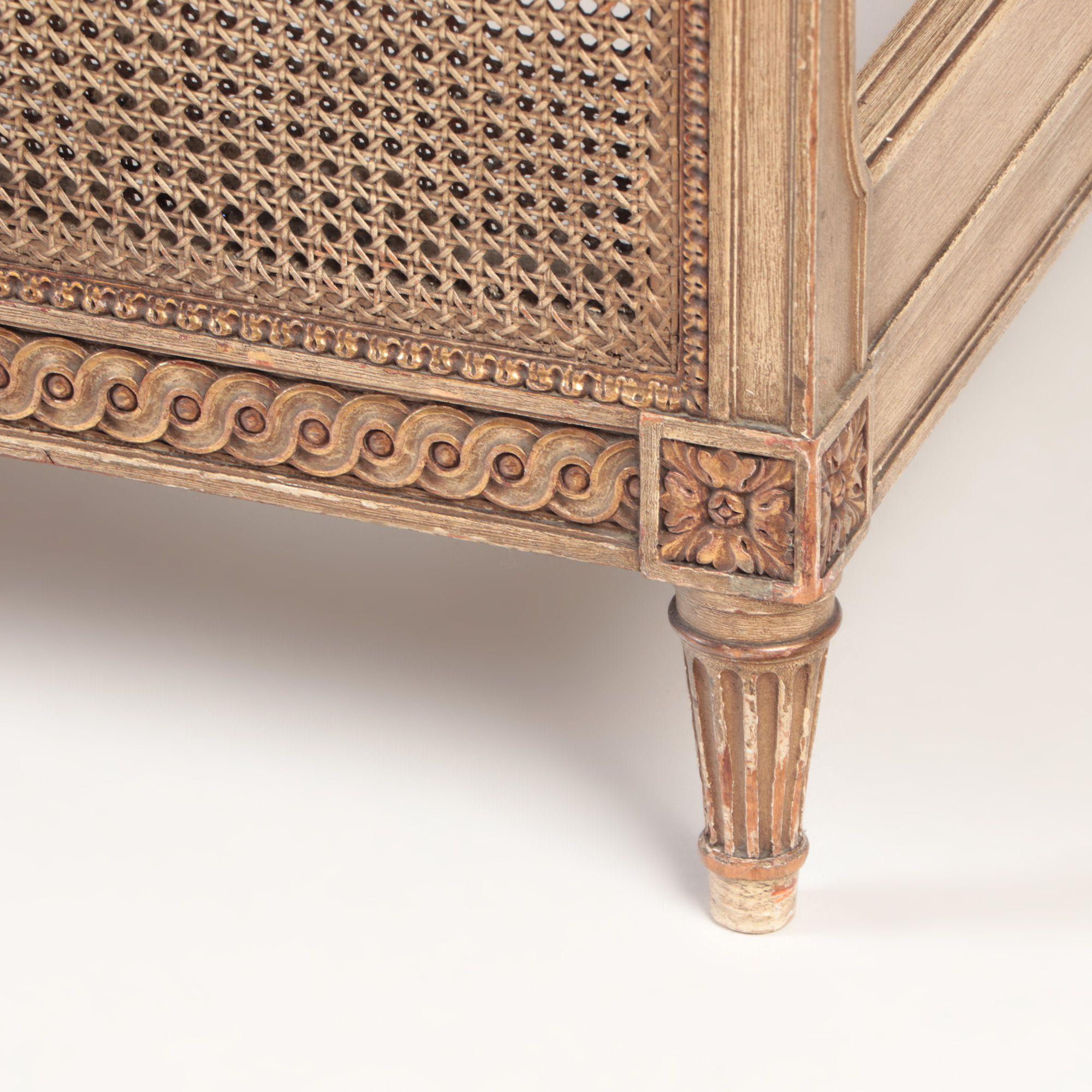 French Louis XVI Style Queen Size Bed with Cane, circa 1950 3
