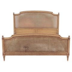 French Louis XVI Style Queen Size Bed with Cane, circa 1950