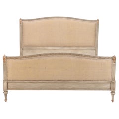 French Louis XVI Style Queen Size Burlap Bed, circa 1940