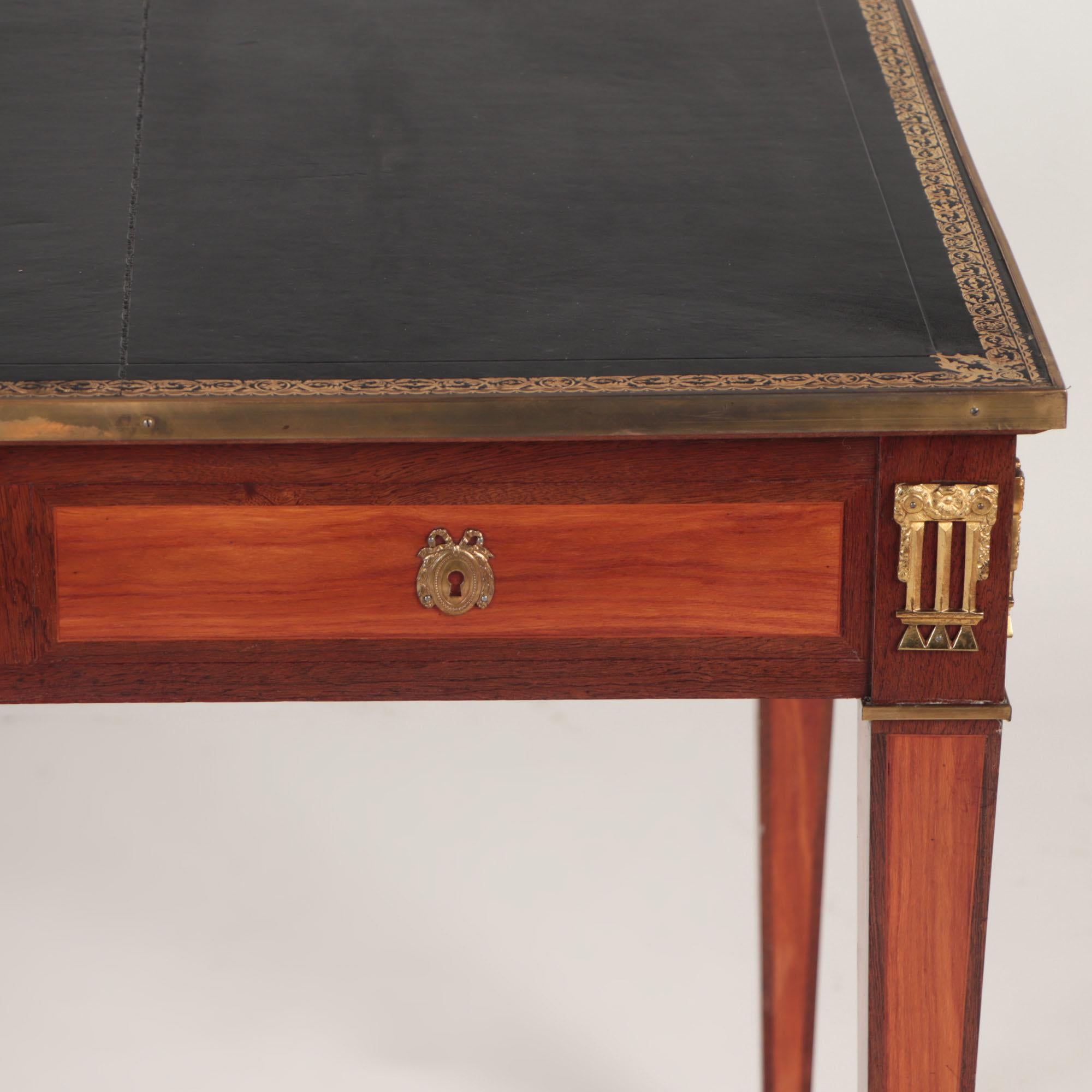 A French Louis XVI style three drawers writing desk or bureau plat, 19th C. 4