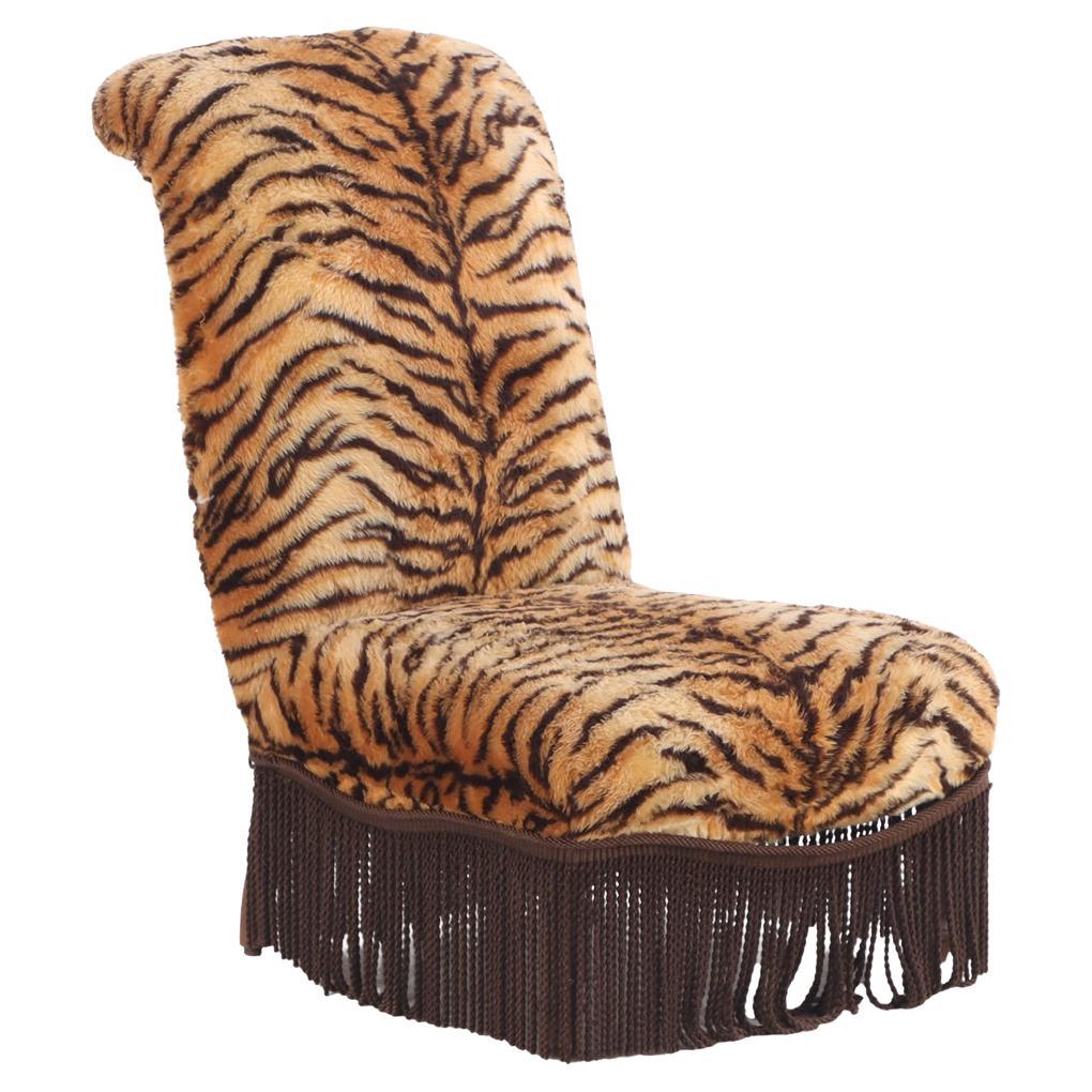 A French Lounge Chair with Faux Tiger Upholstery, 19th C.