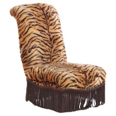 A French Lounge Chair with Faux Tiger Upholstery, 19th C.
