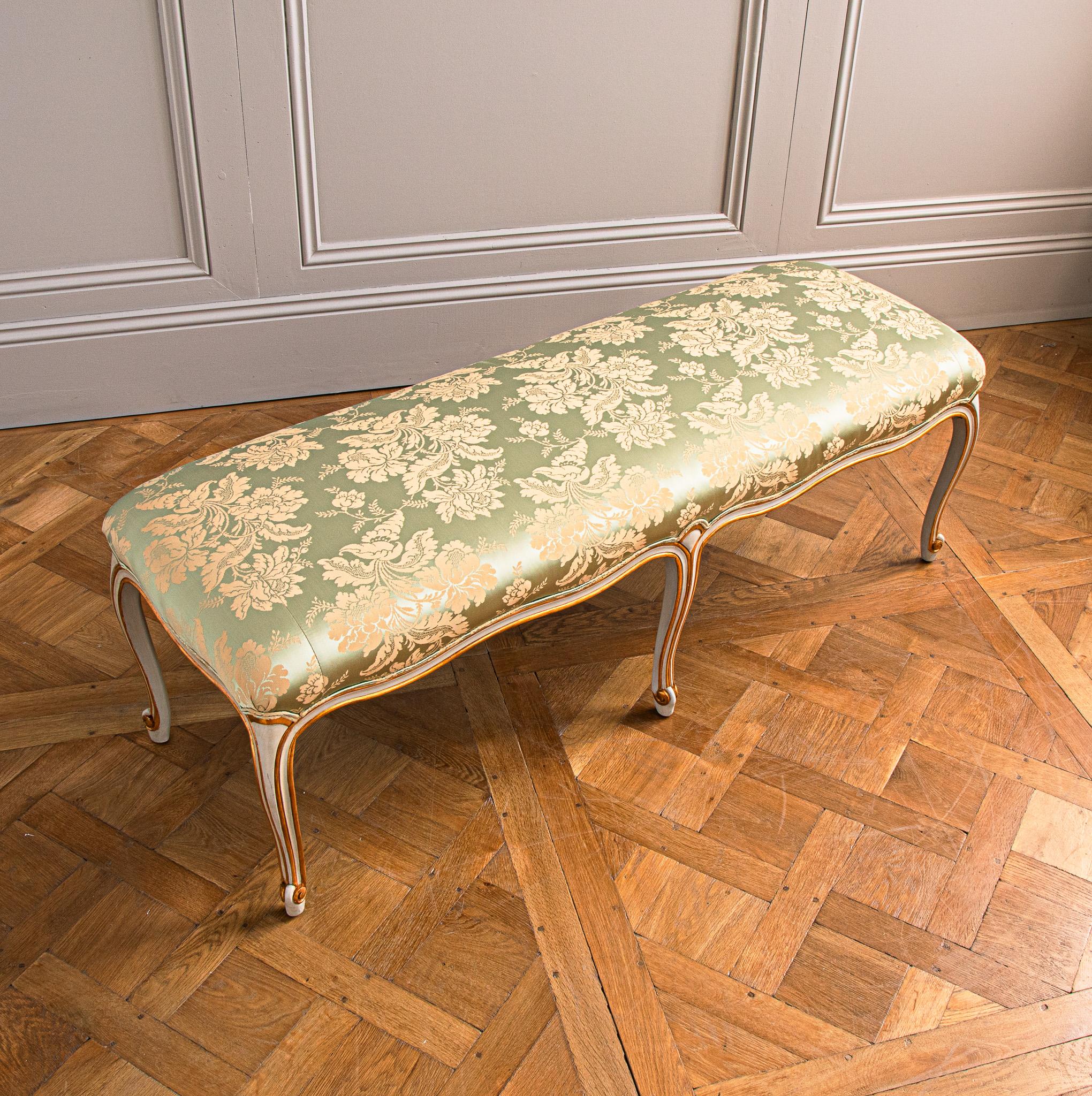 Louis XV A French LXV Style Giltwood & Painted Bench Hand Made By La Maison London For Sale