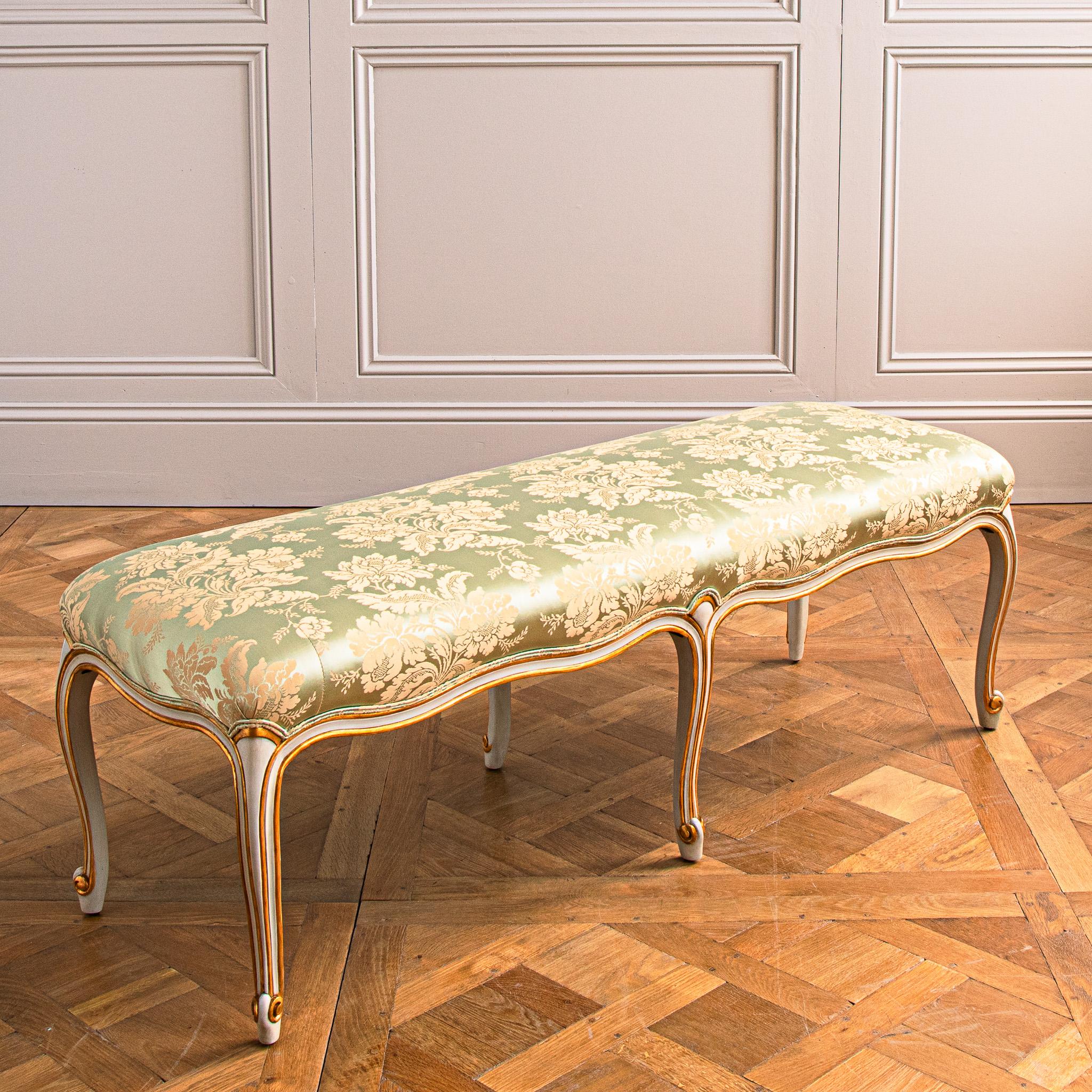 Contemporary A French LXV Style Giltwood & Painted Bench Hand Made By La Maison London For Sale