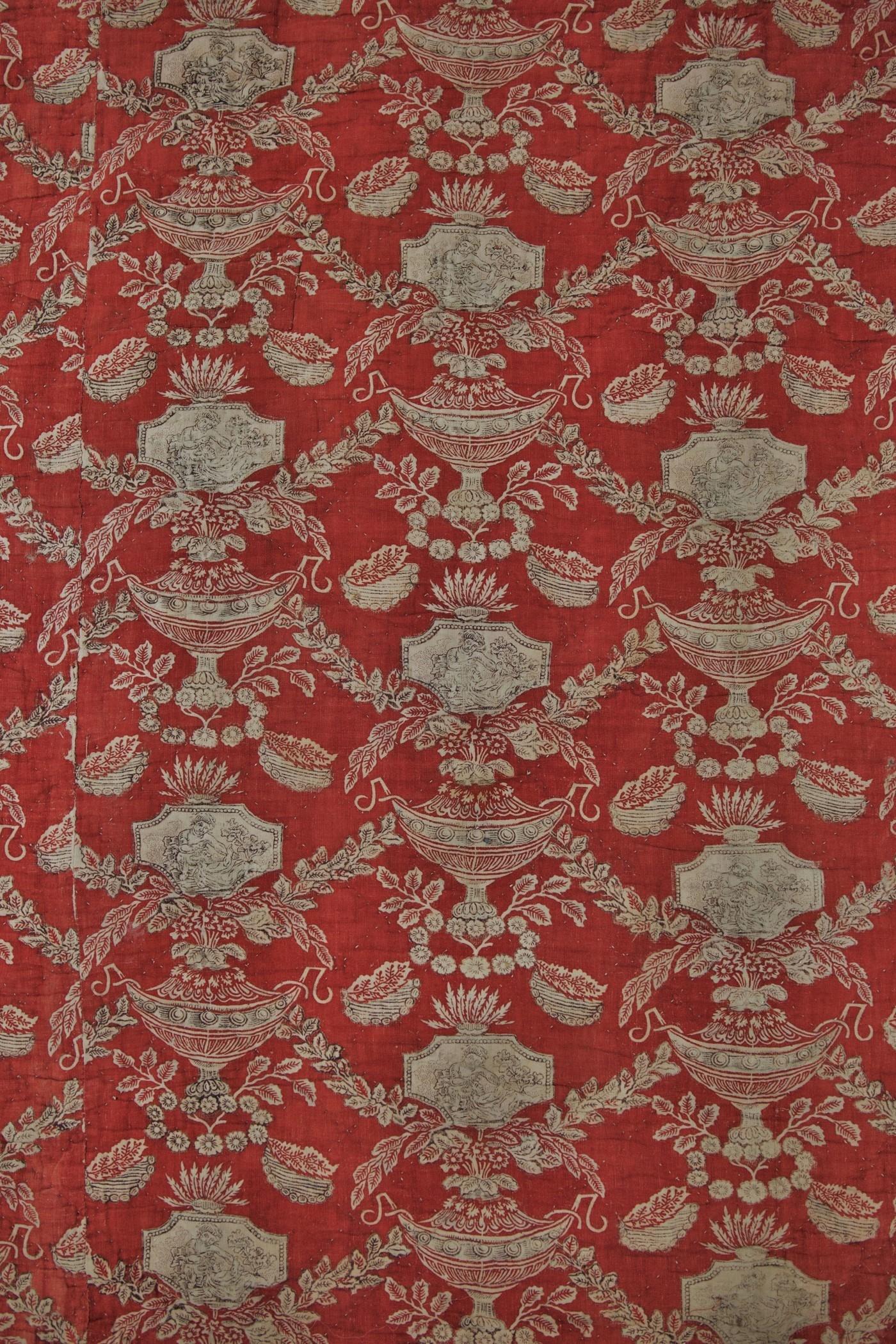 A French Madder Printed Cotton quilt with Neoclassical decor - Circa 1785/1800 1