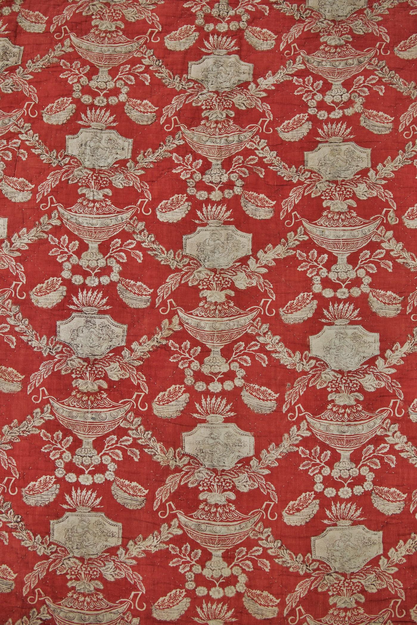 A French Madder Printed Cotton quilt with Neoclassical decor - Circa 1785/1800 3