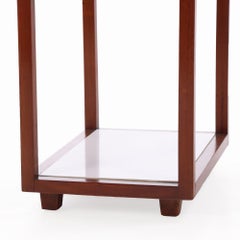 A French mahogany and milk glass bar /serving table, C. 1960.