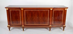Credenza francese impiallacciata in mogano e mogano maculato di Maurice Rinck