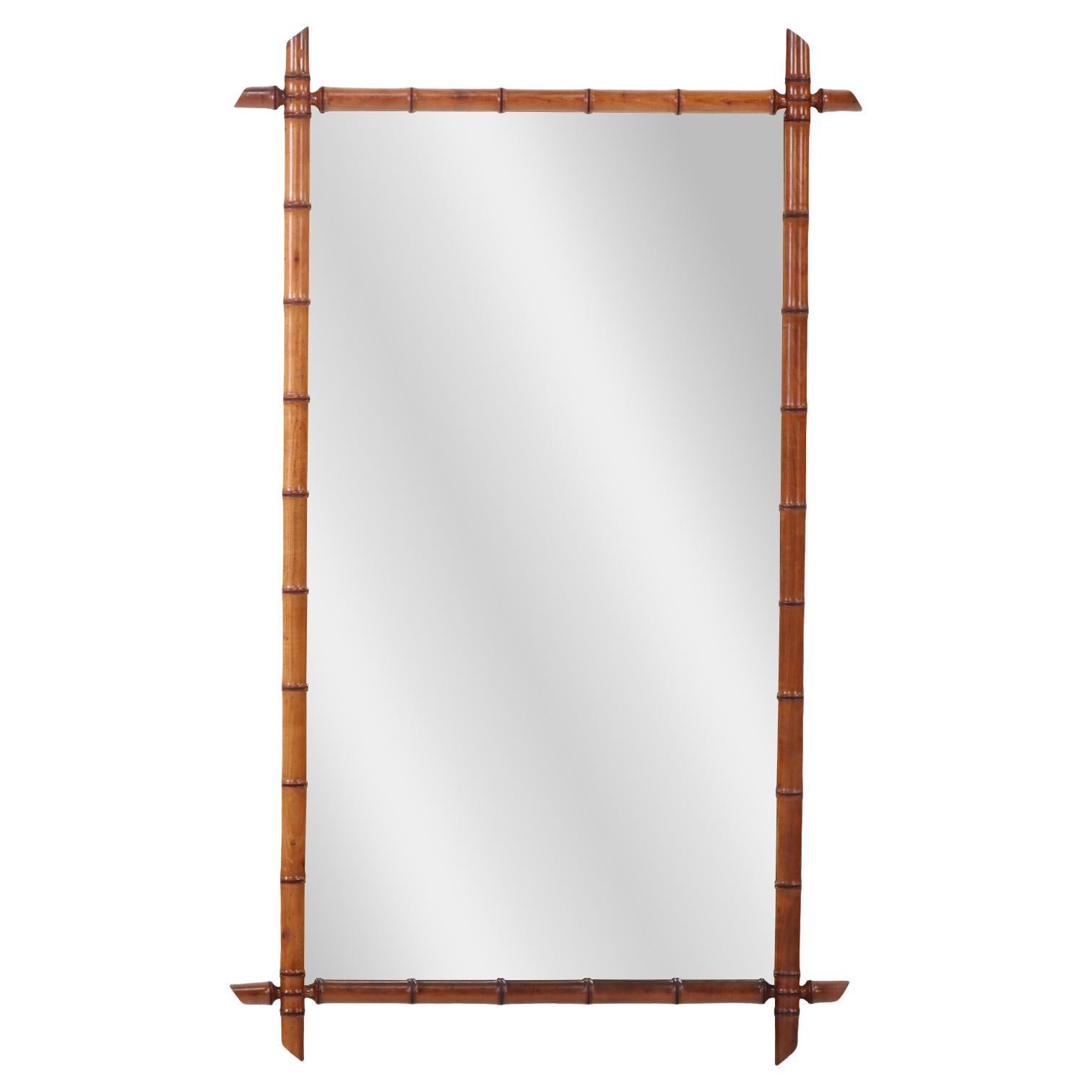 A French Maple Faux Bamboo Mirror, C. 1880.
