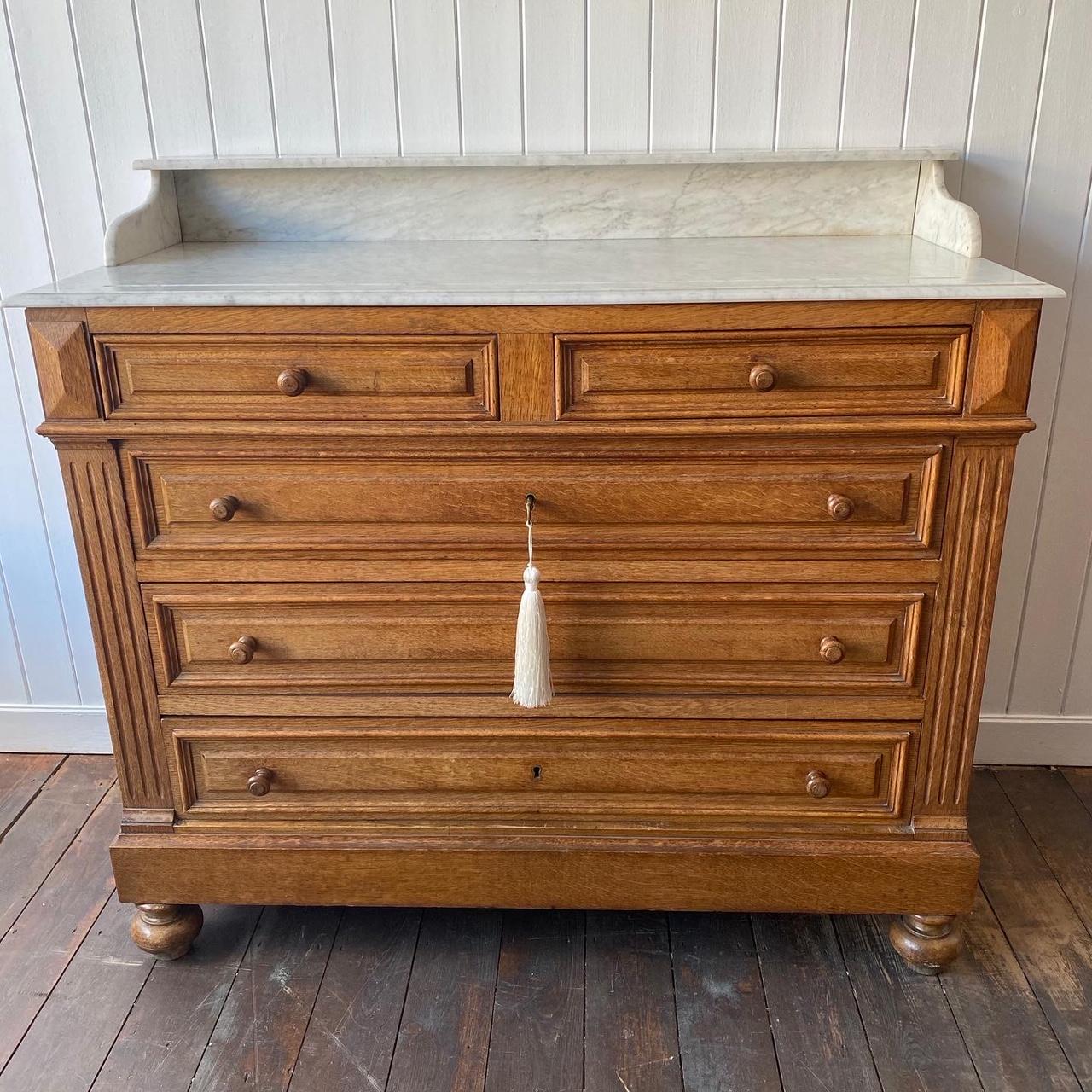 French Marble and Oak Dressing Chest, circa 1900 In Good Condition In Heathfield, East Sussex