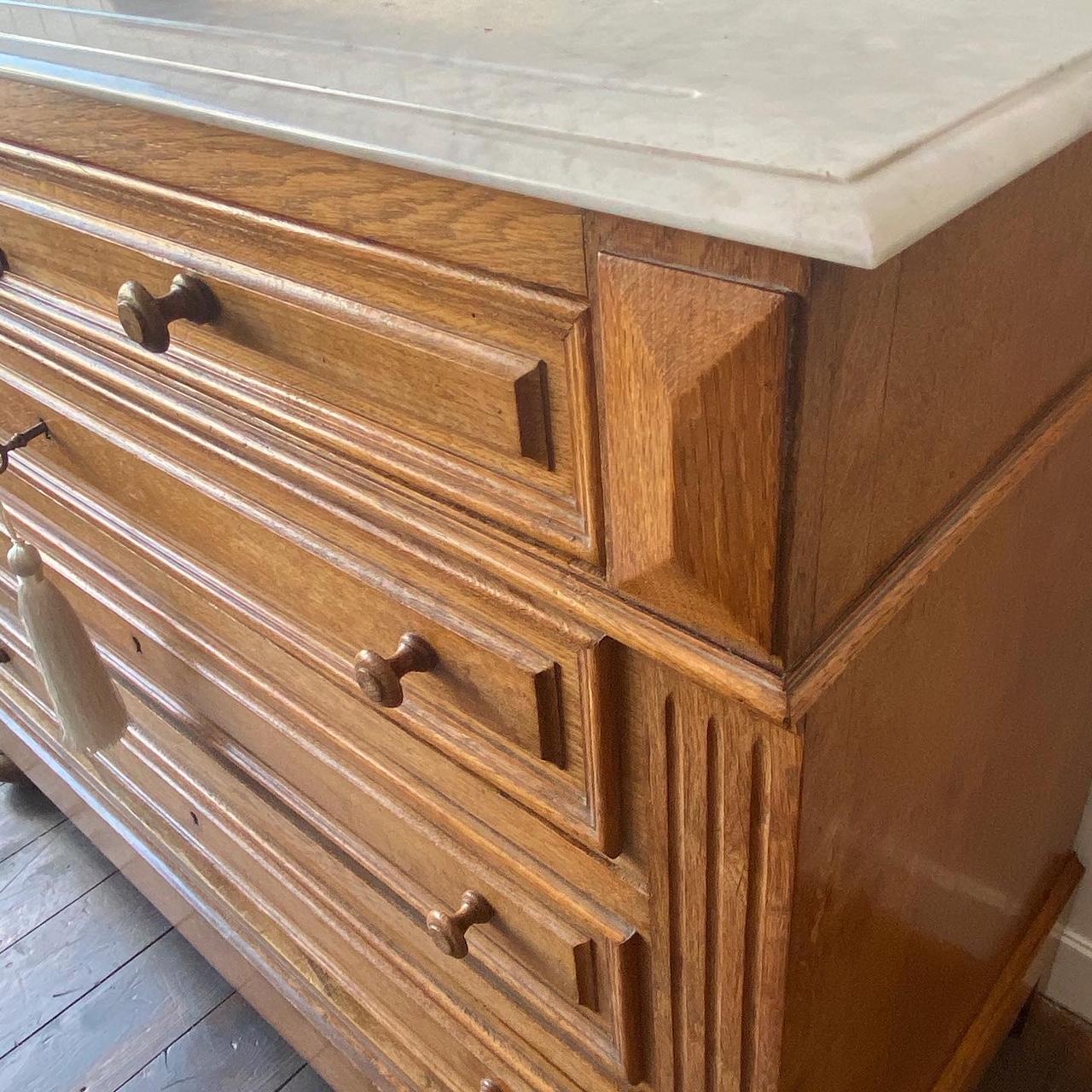 French Marble and Oak Dressing Chest, circa 1900 2