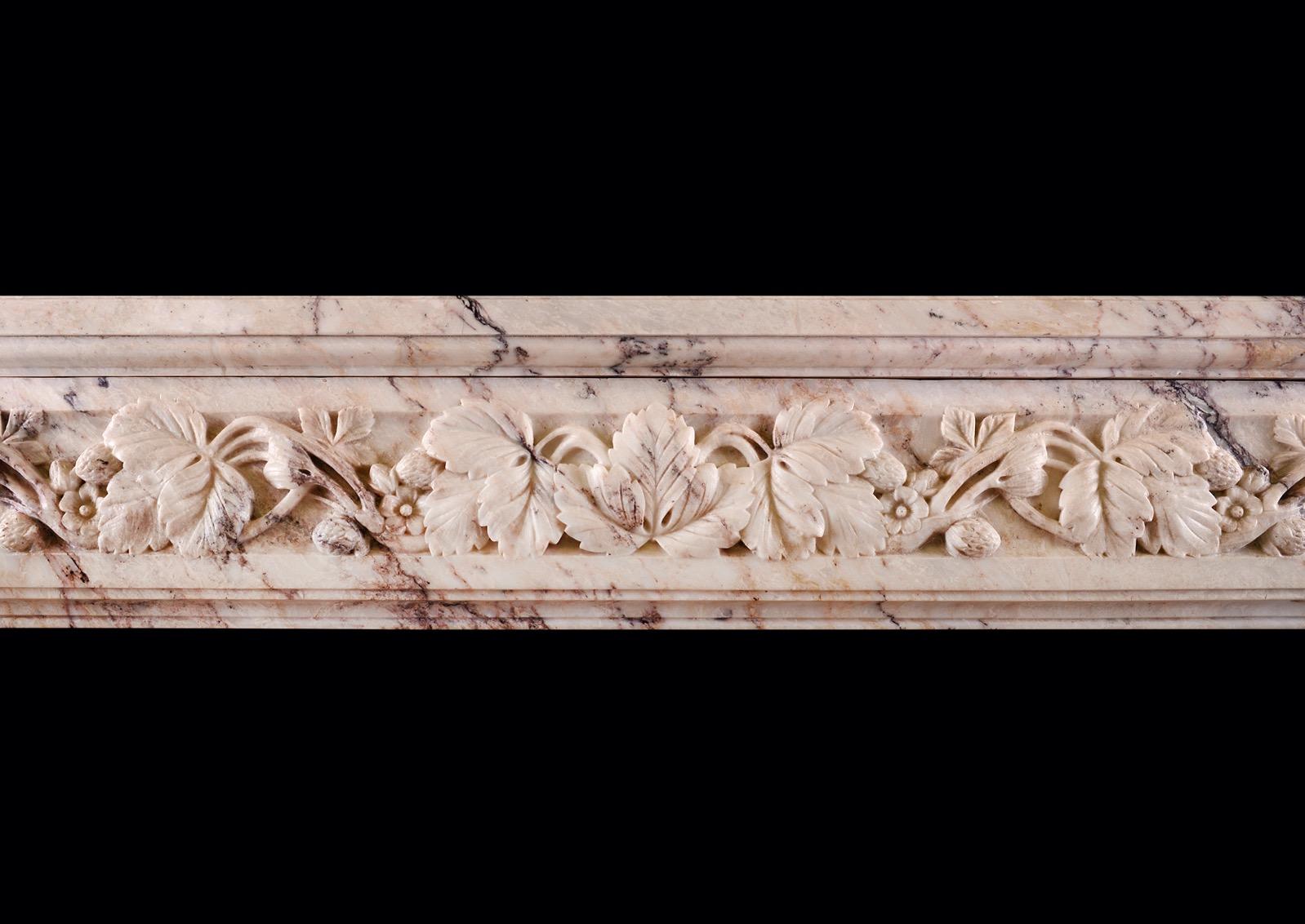 Louis XVI A French Marble Fireplace in Breche Rose de Lez Marble For Sale
