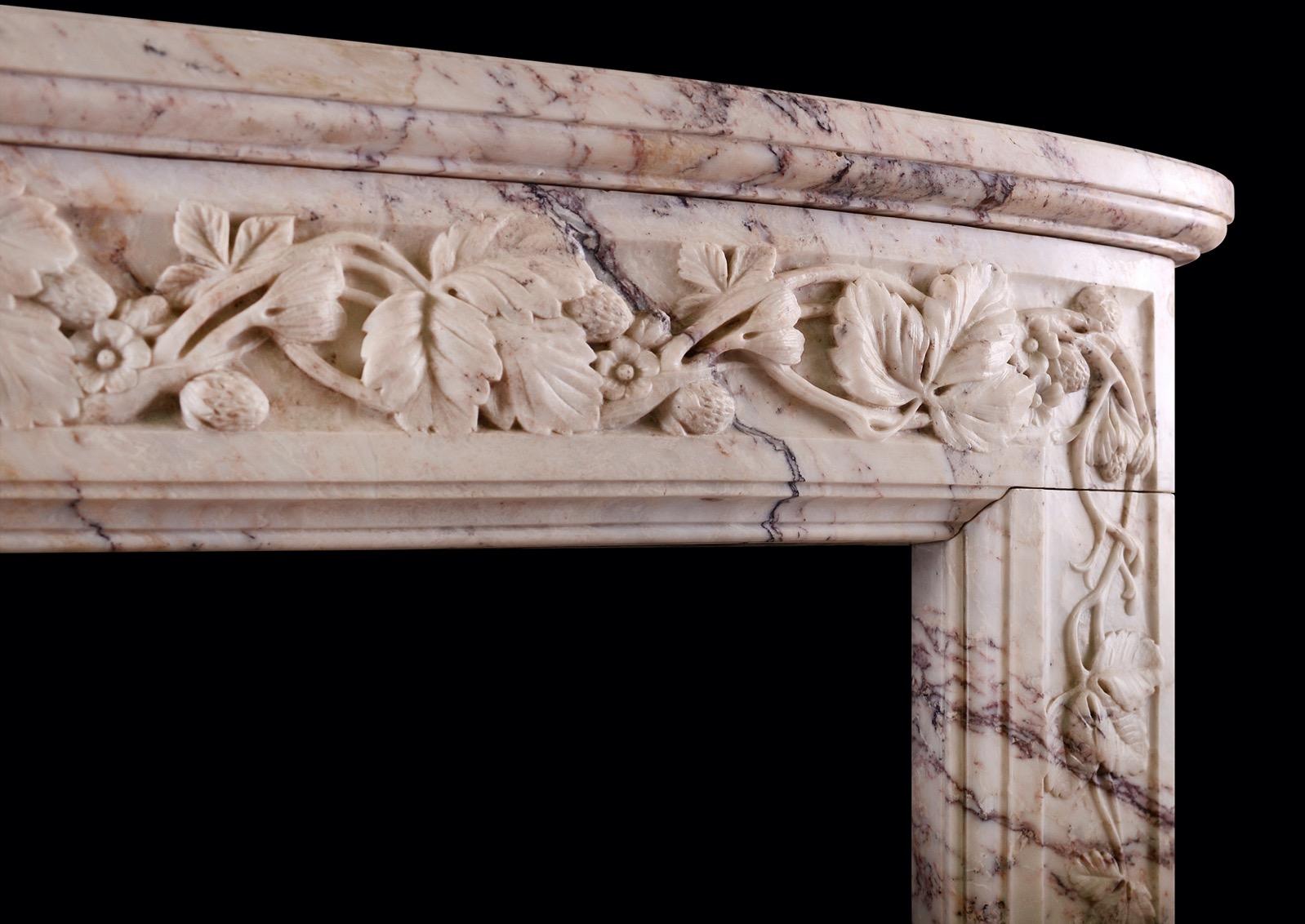 A French Marble Fireplace in Breche Rose de Lez Marble In Good Condition For Sale In London, GB