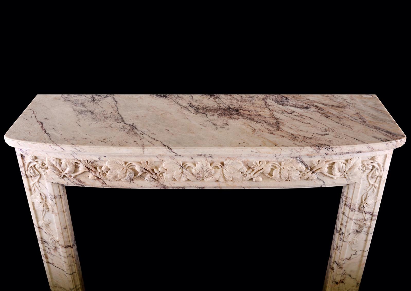 19th Century A French Marble Fireplace in Breche Rose de Lez Marble For Sale