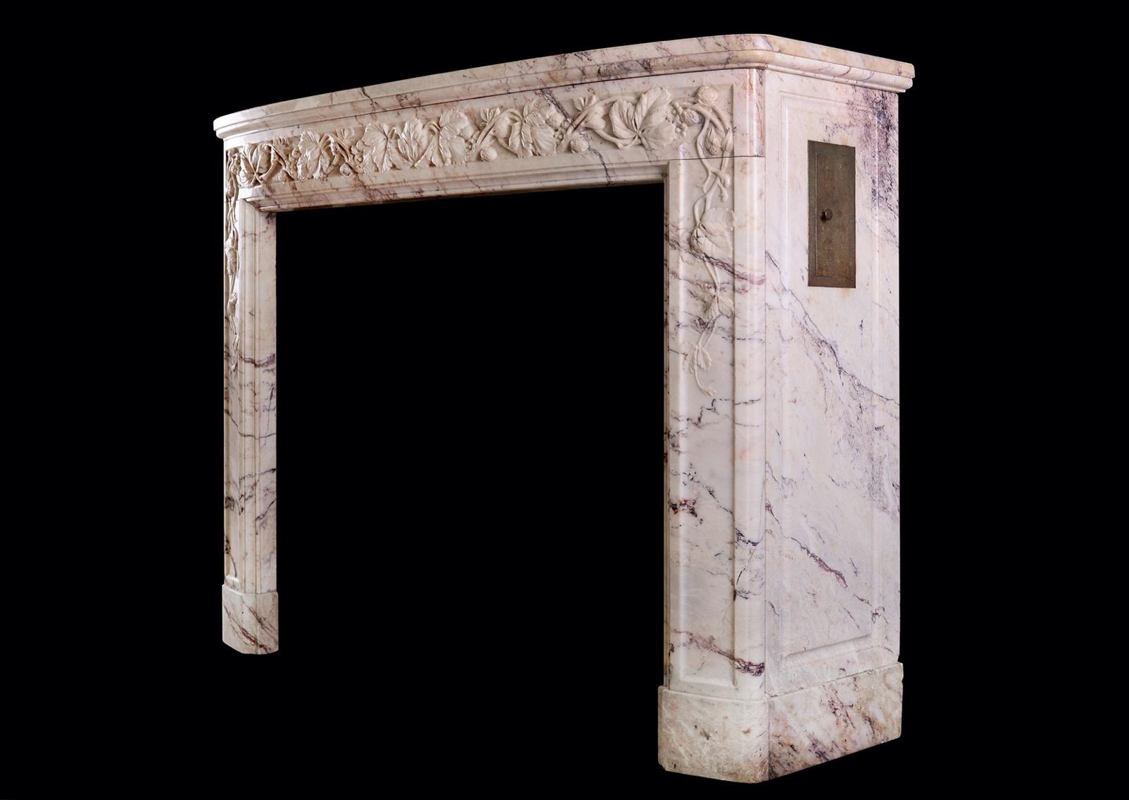 A French Marble Fireplace in Breche Rose de Lez Marble For Sale 1