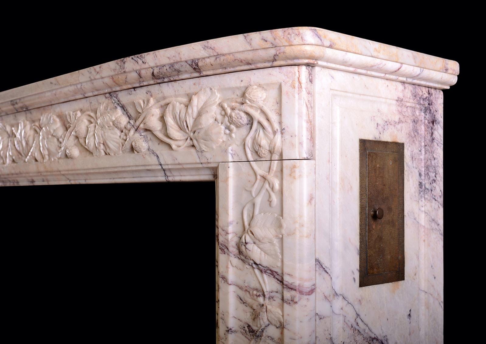 A French Marble Fireplace in Breche Rose de Lez Marble For Sale 2