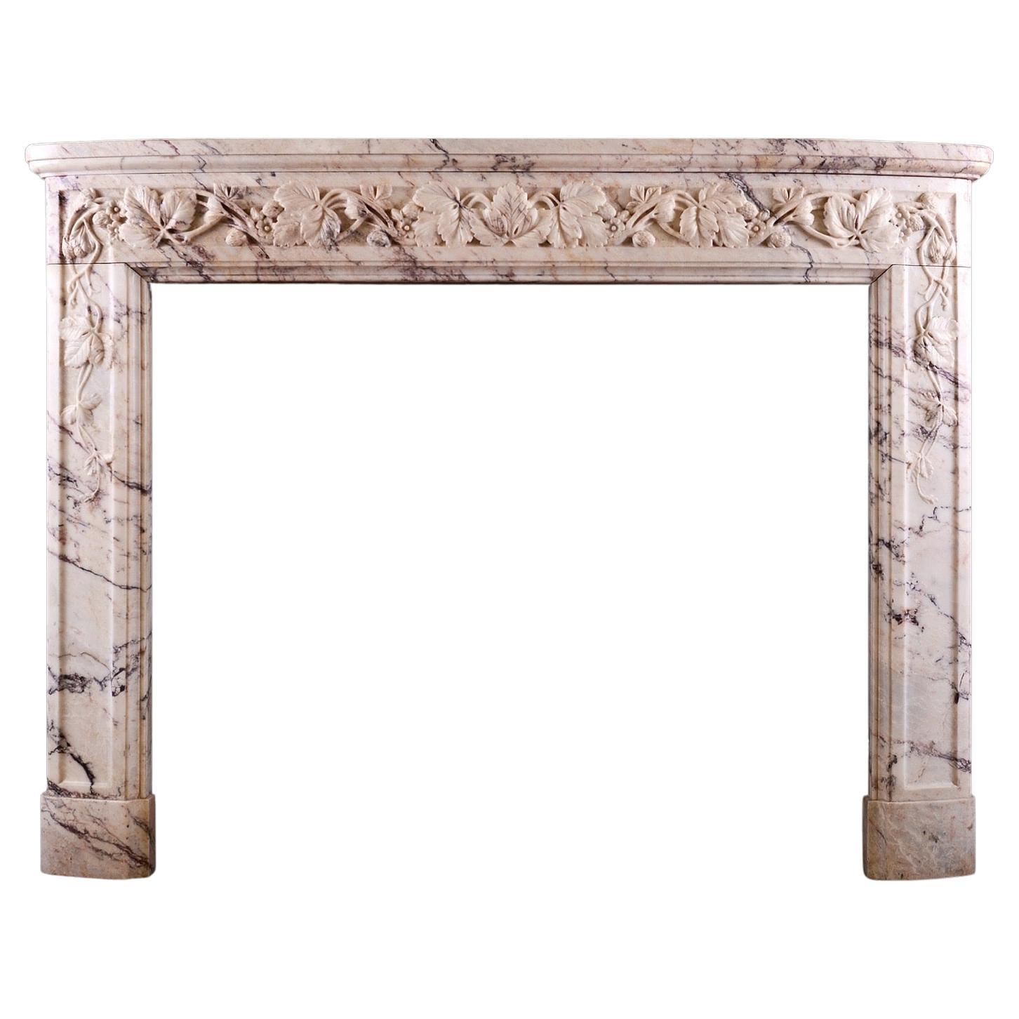 A French Marble Fireplace in Breche Rose de Lez Marble For Sale
