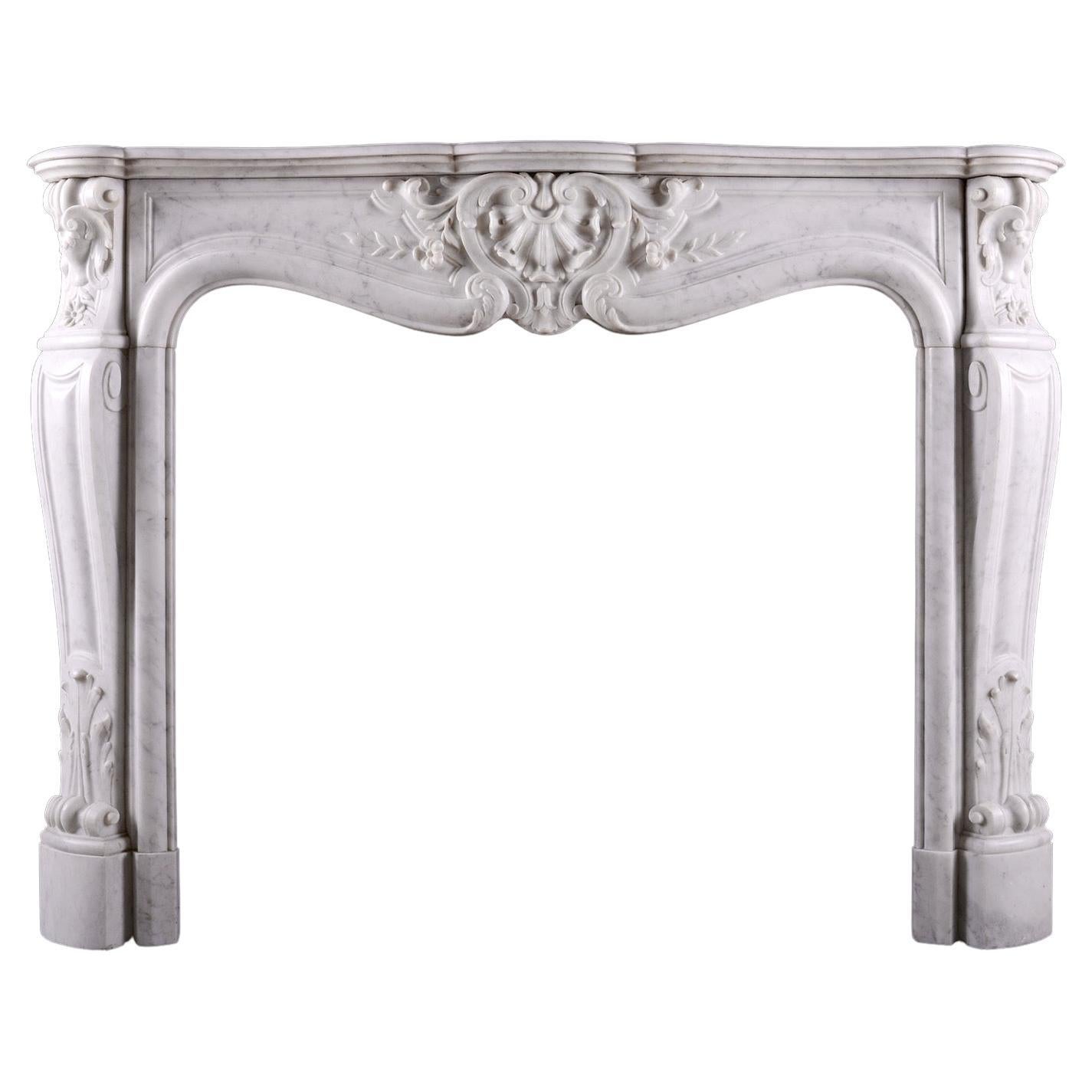 A French Marble Fireplace in Carrara Marble