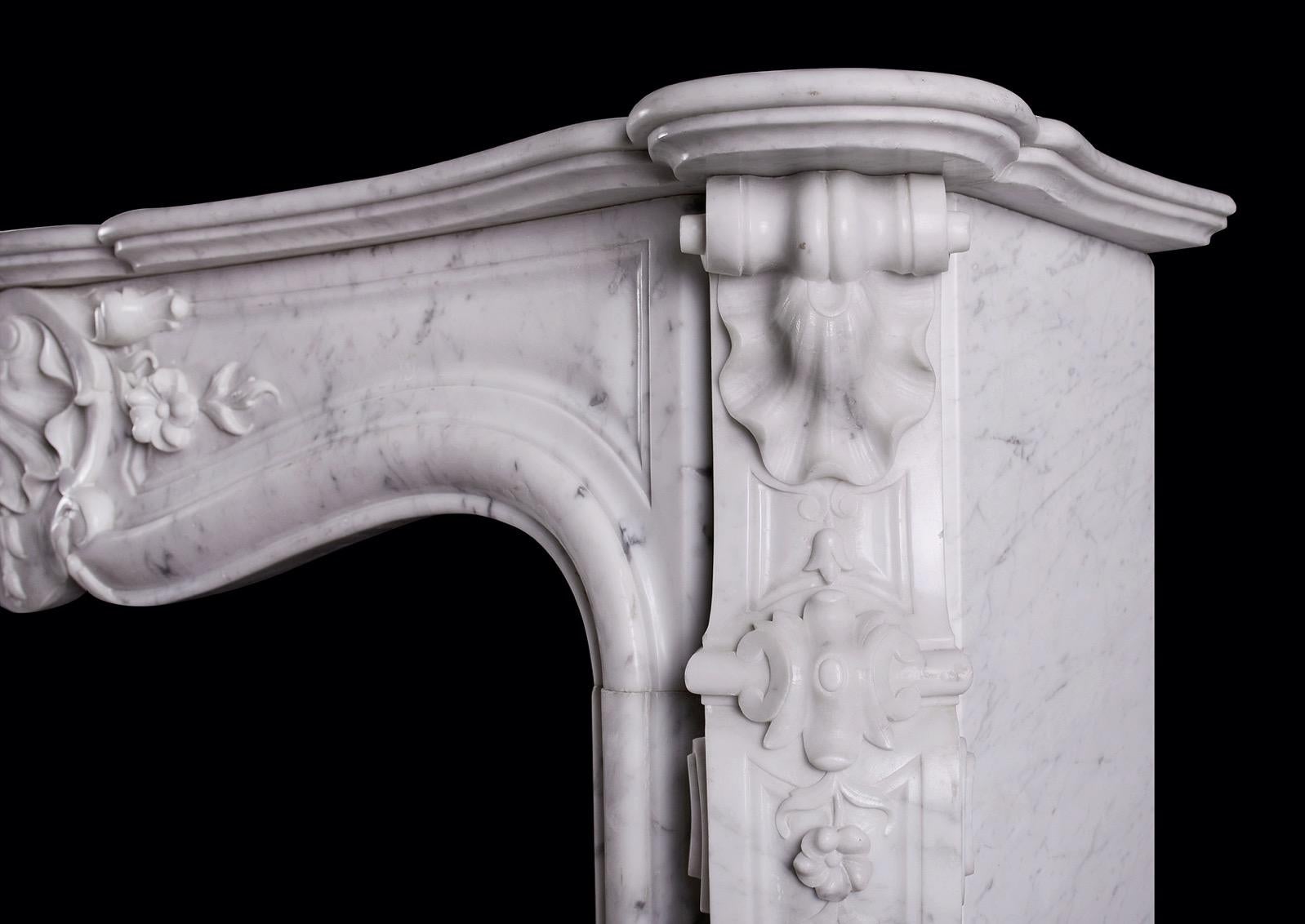 18th Century French Marble Fireplace in the Louis XV Manner For Sale