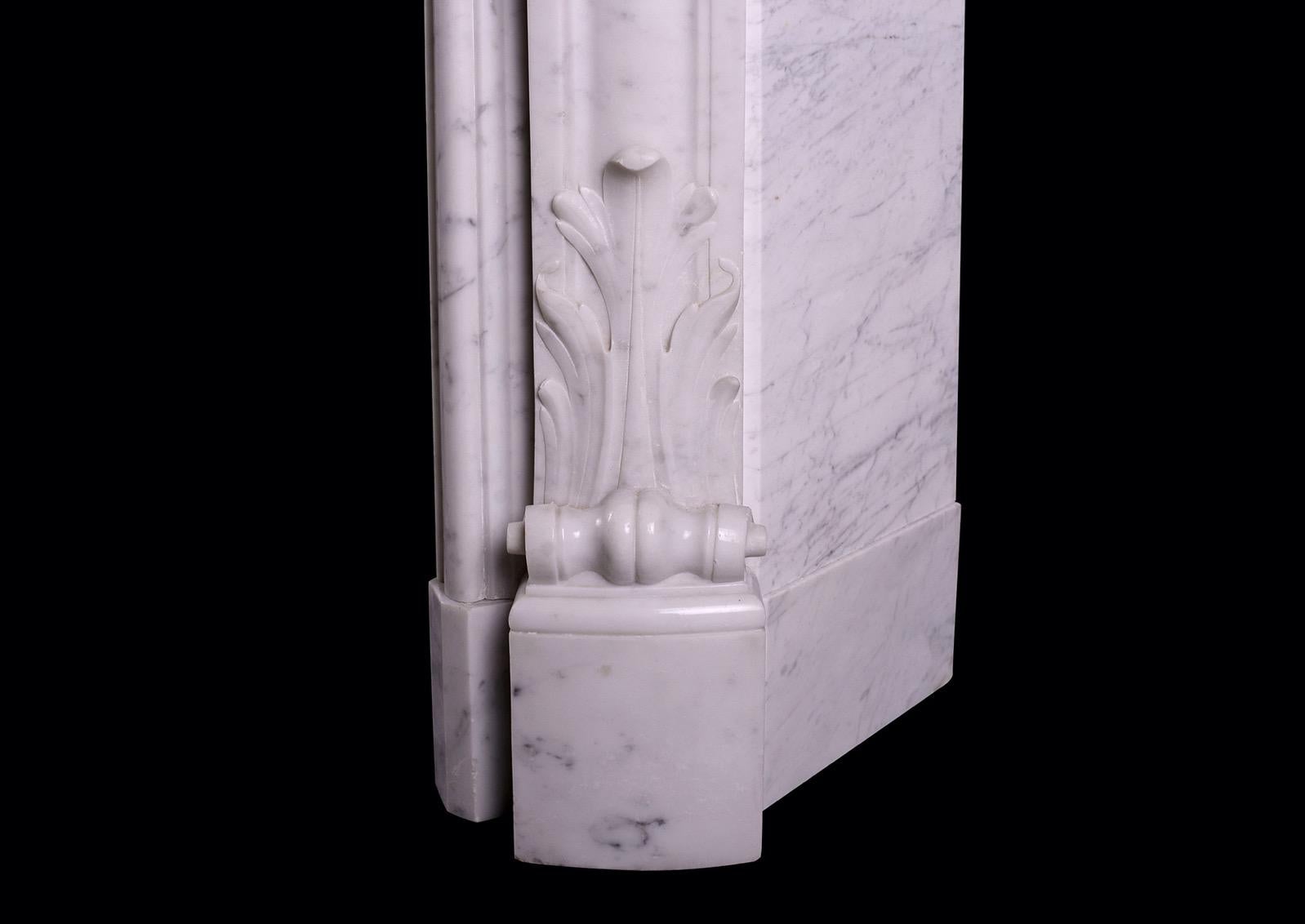 Carrara Marble French Marble Fireplace in the Louis XV Manner For Sale
