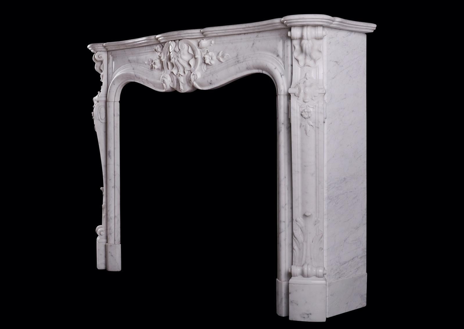 French Marble Fireplace in the Louis XV Manner For Sale 1
