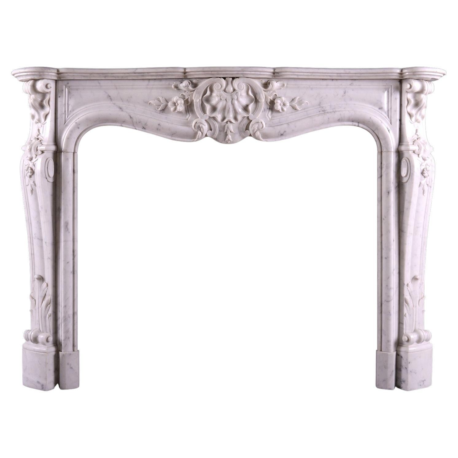 French Marble Fireplace in the Louis XV Manner For Sale