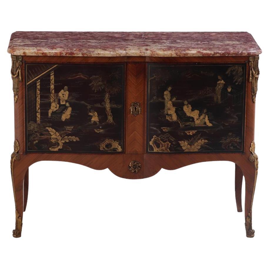 Un server francese con piano in marmo laccato etichettato come Gouffé, C.C. 1950.