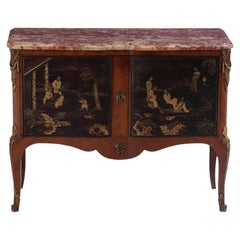 Vintage A French marble top lacquered server labeled Gouffé, C 1950.