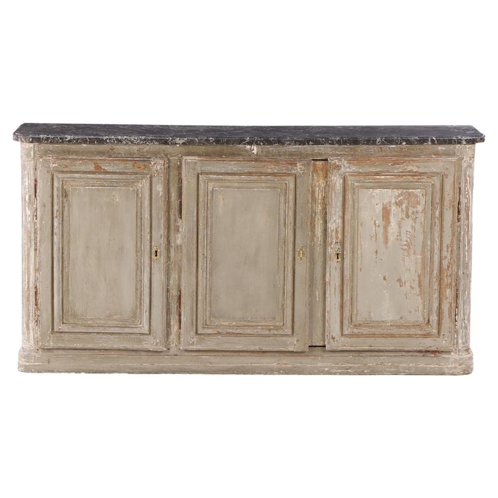 Ein französisches Sideboard mit Marmorplatte, lackiert, um 1840.