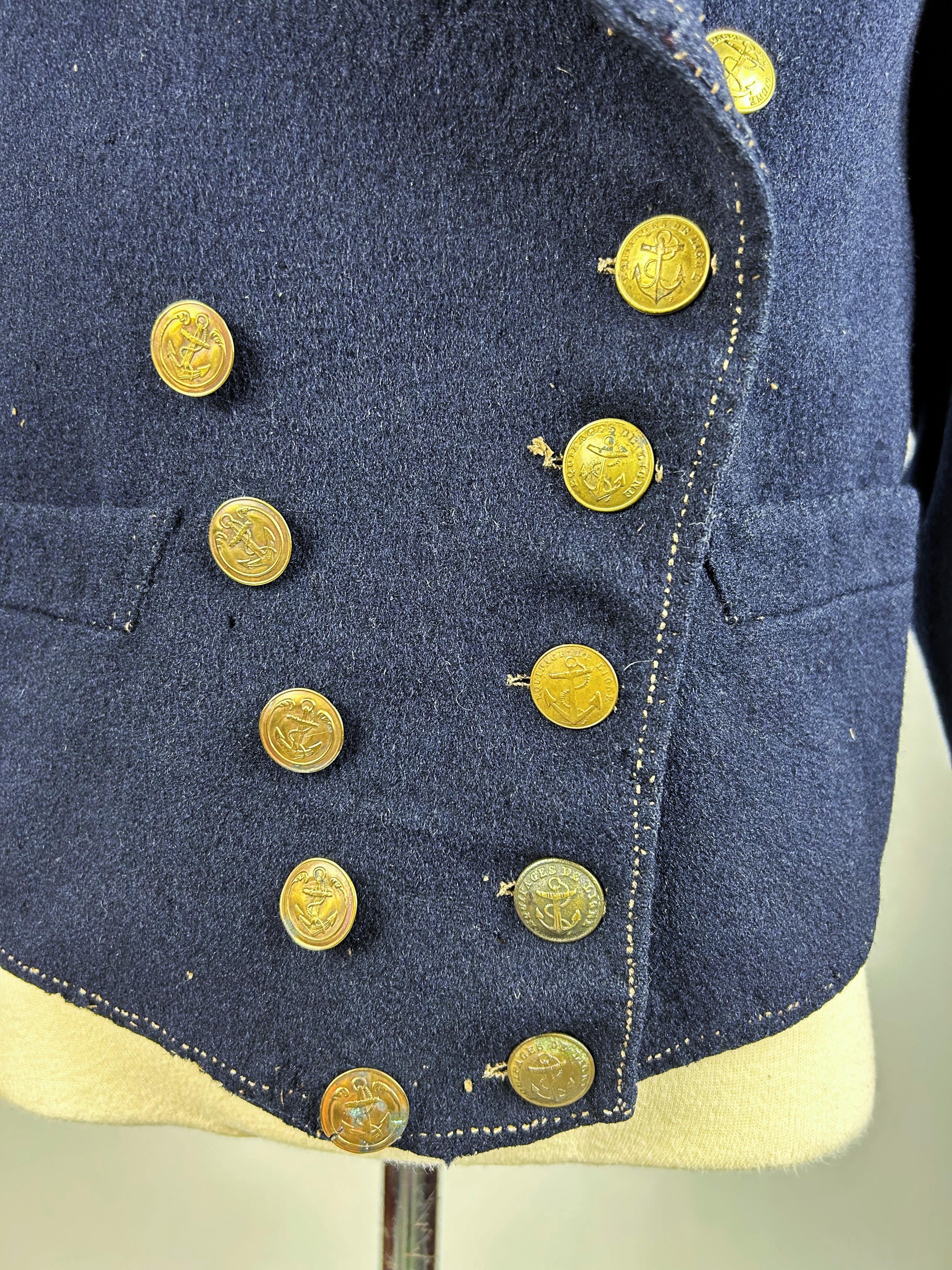 Veste Paletot de la marine française - modèle 1851 en tissus de laine marine en vente 6