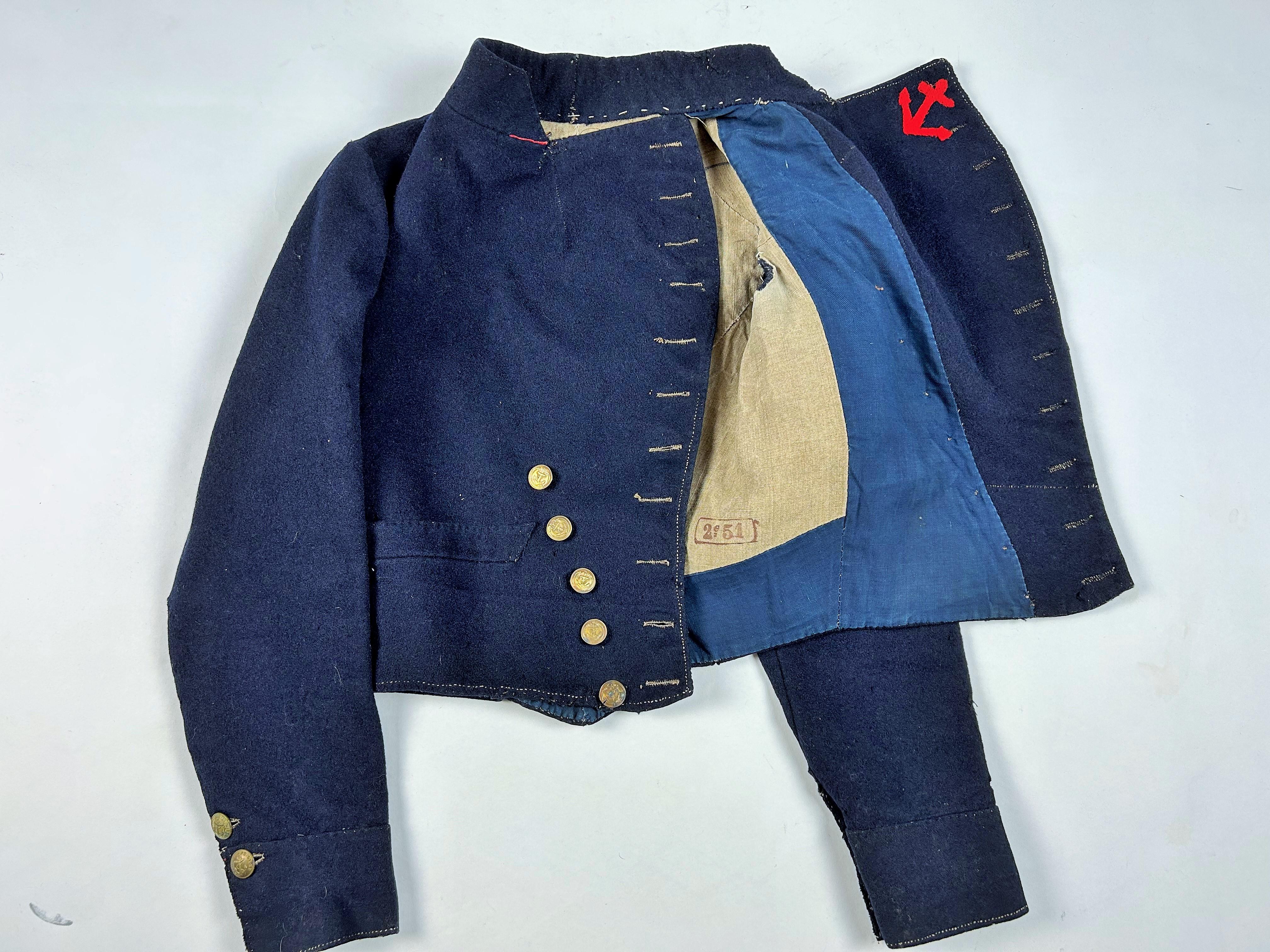 Veste Paletot de la marine française - modèle 1851 en tissus de laine marine en vente 1