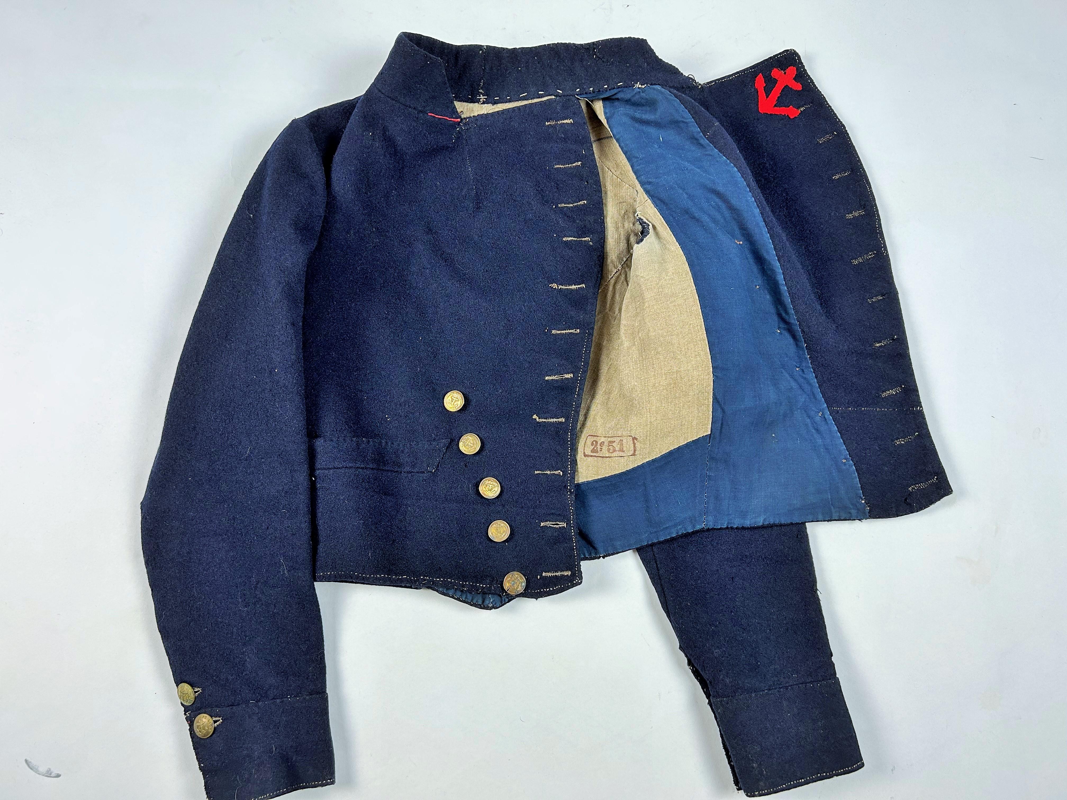 Men's A French Marine Troop Paletot Jacket - model 1851 in Marine wool cloths For Sale