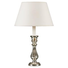 Lampe de bureau française en verre mercuré, argenté