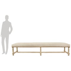 A French mid 18th century Louis XIII st. patinated cream bench