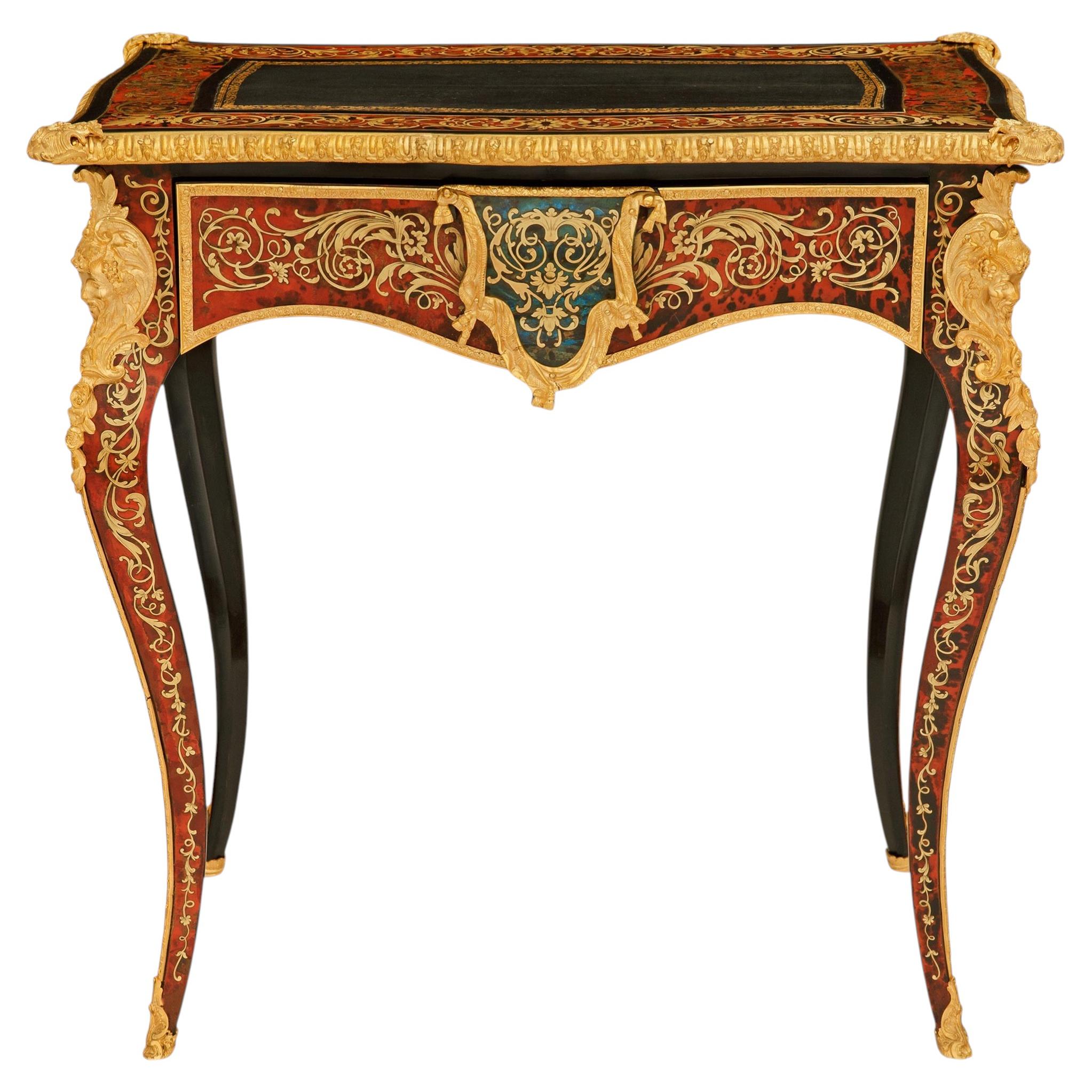 A French mid 19th century Louis XV st. Boulle side table/desk For Sale